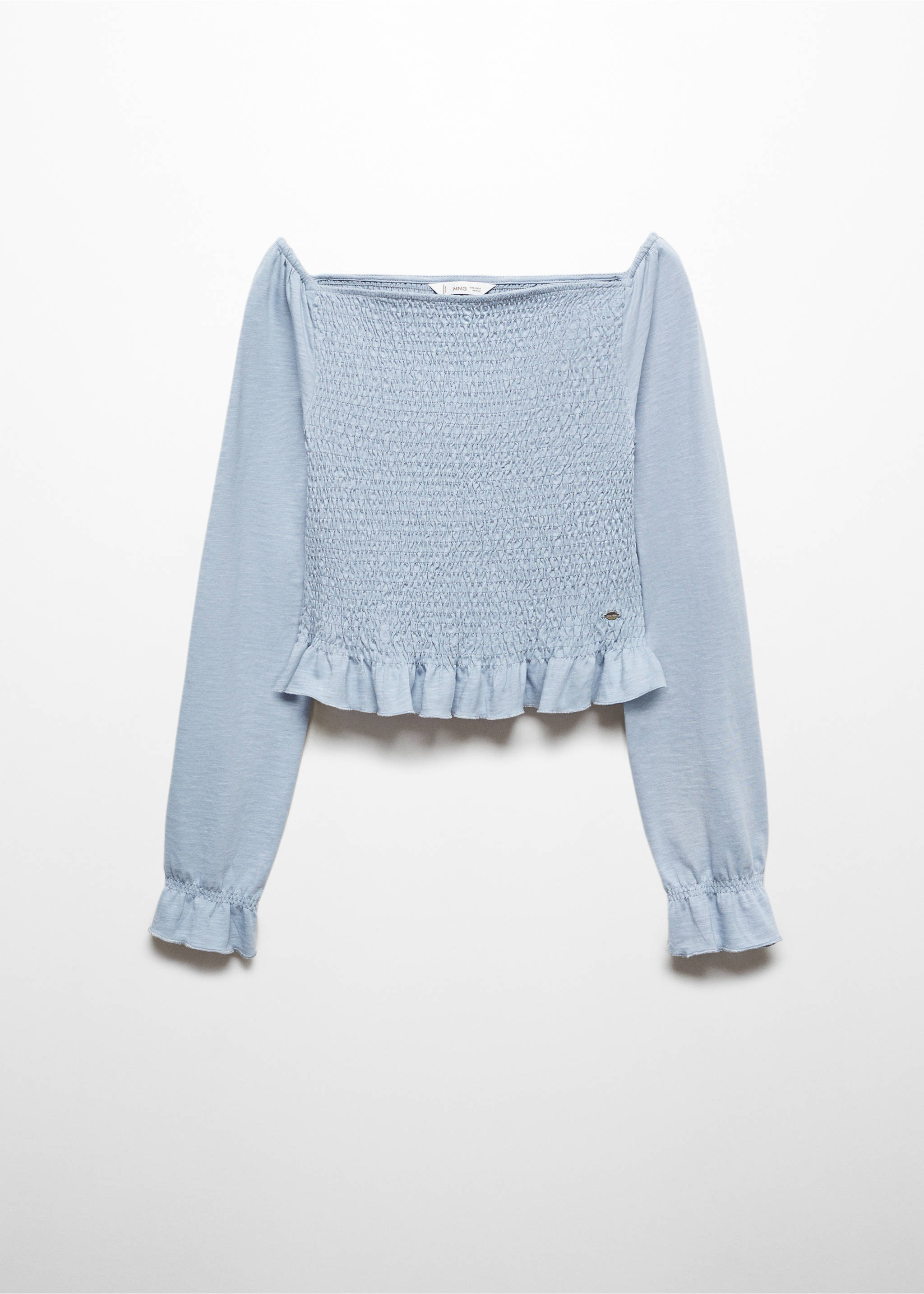 T-shirt froncé manches longues - Article sans modèle, Bleu marine foncé. Ref: 67042910-00.