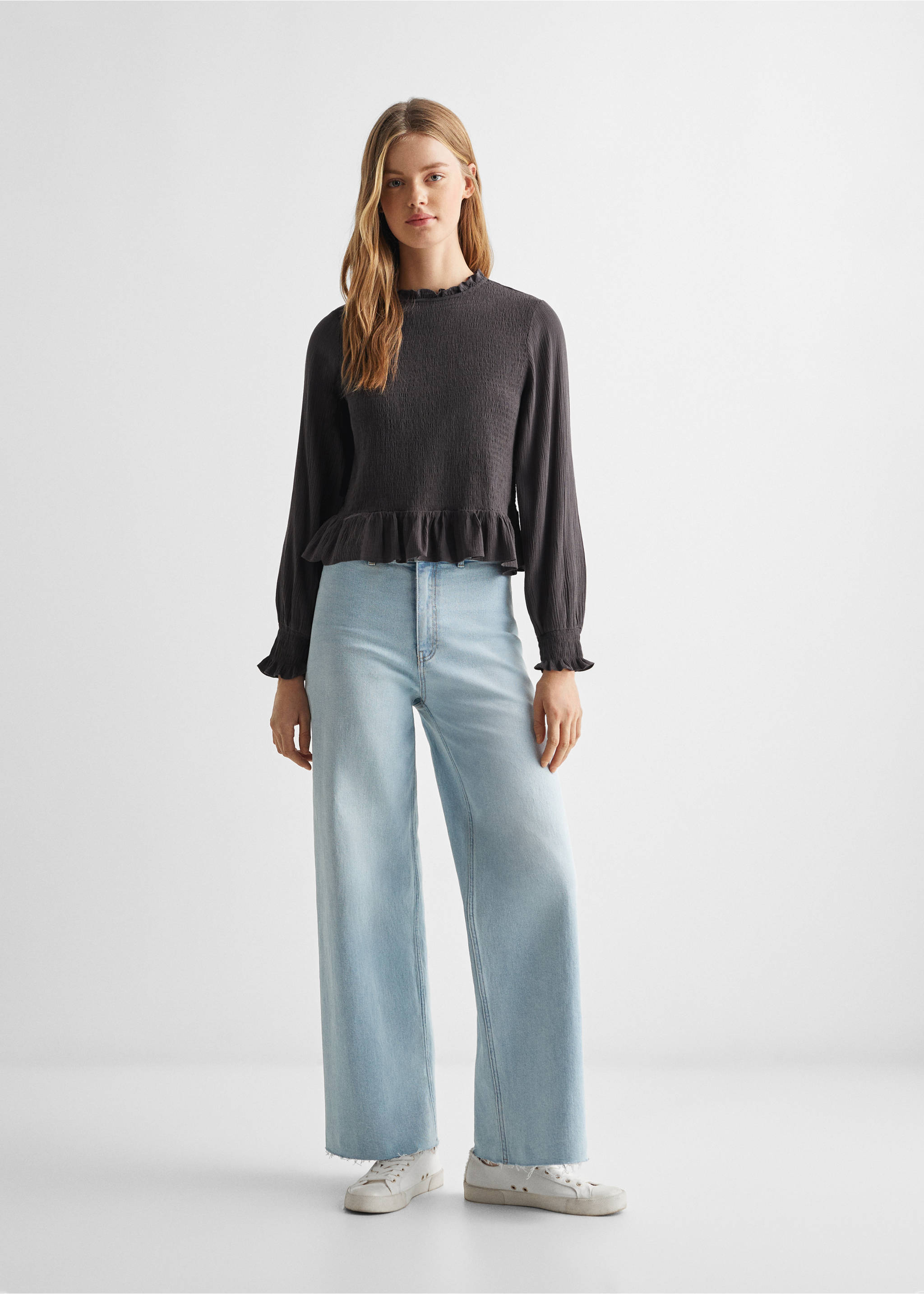 Ruched flowing blouse - General plane, Charcoal. Ref: 67042918-00.