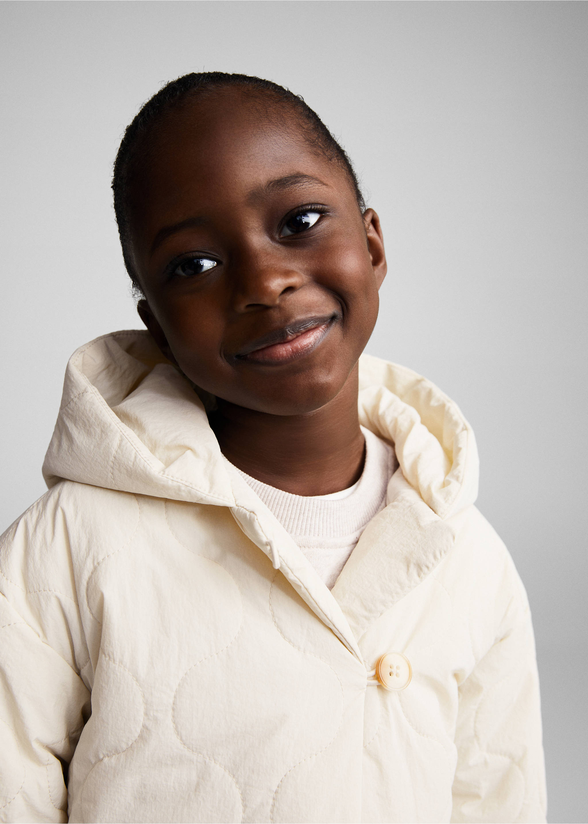 Quilted jacket - Details of the article 1, Ecru. Ref: 67043687-00.