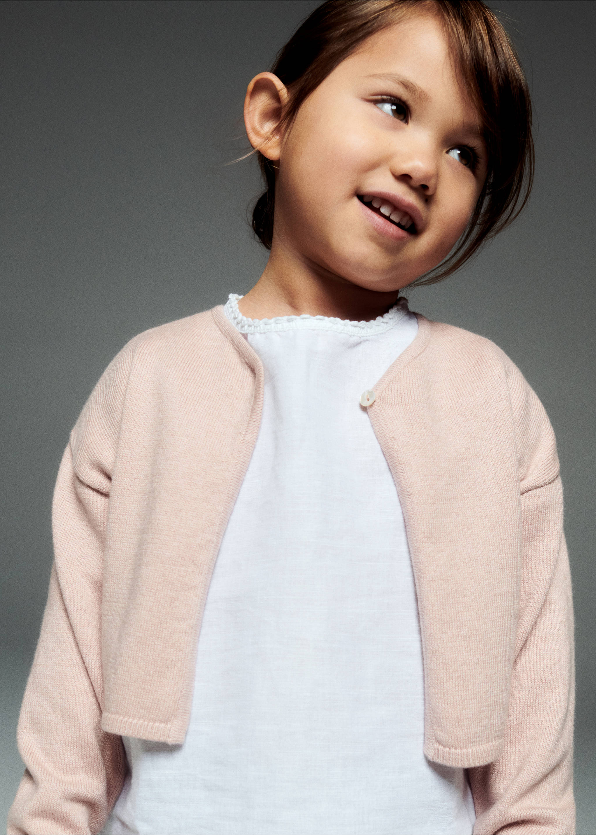 Cotton-blend cardigan - Details of the article 5, Pink. Ref: 67043691-00.