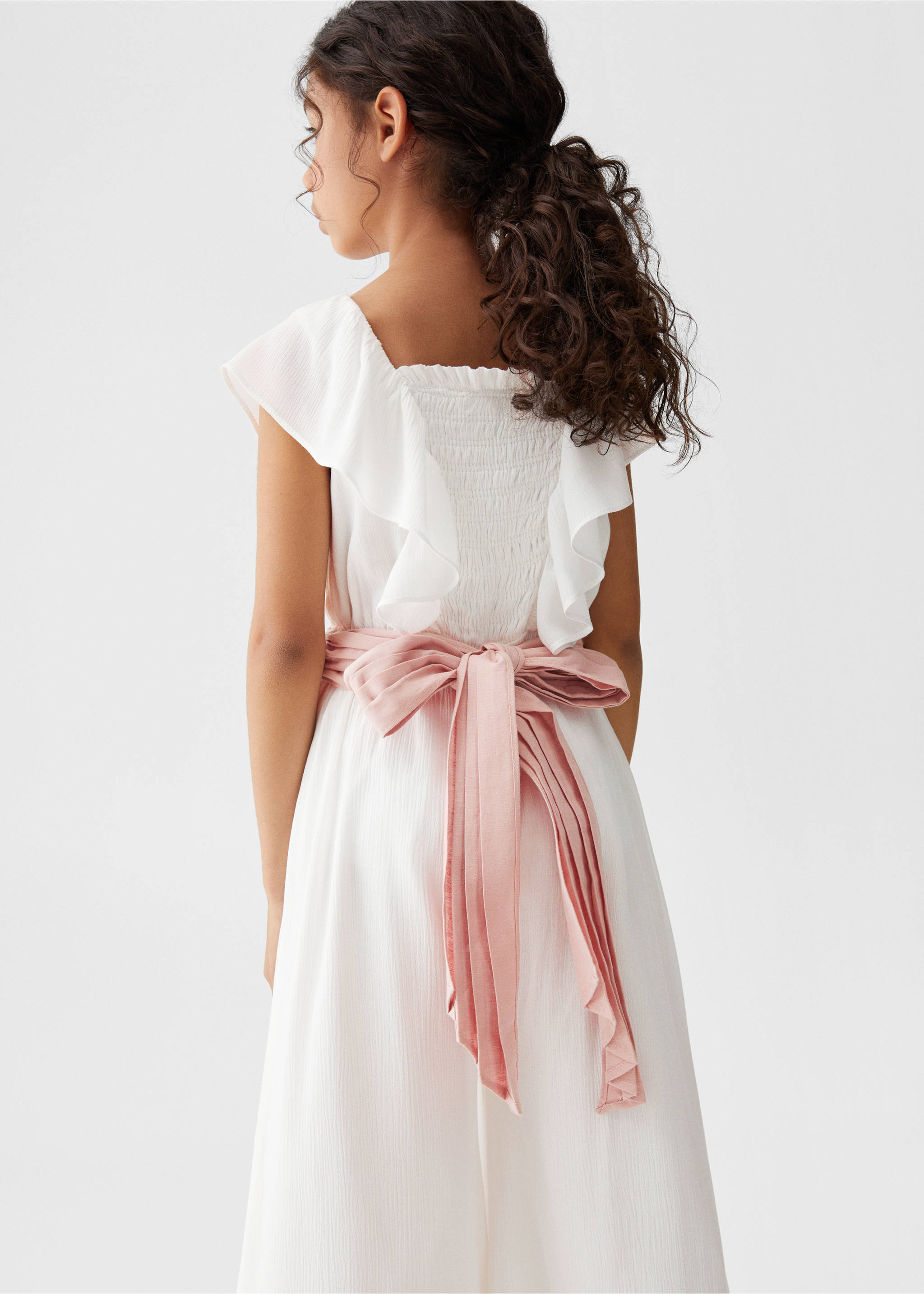 Ruffled detail jumpsuit - Reverse of the article, White. Ref: 67043696-00.
