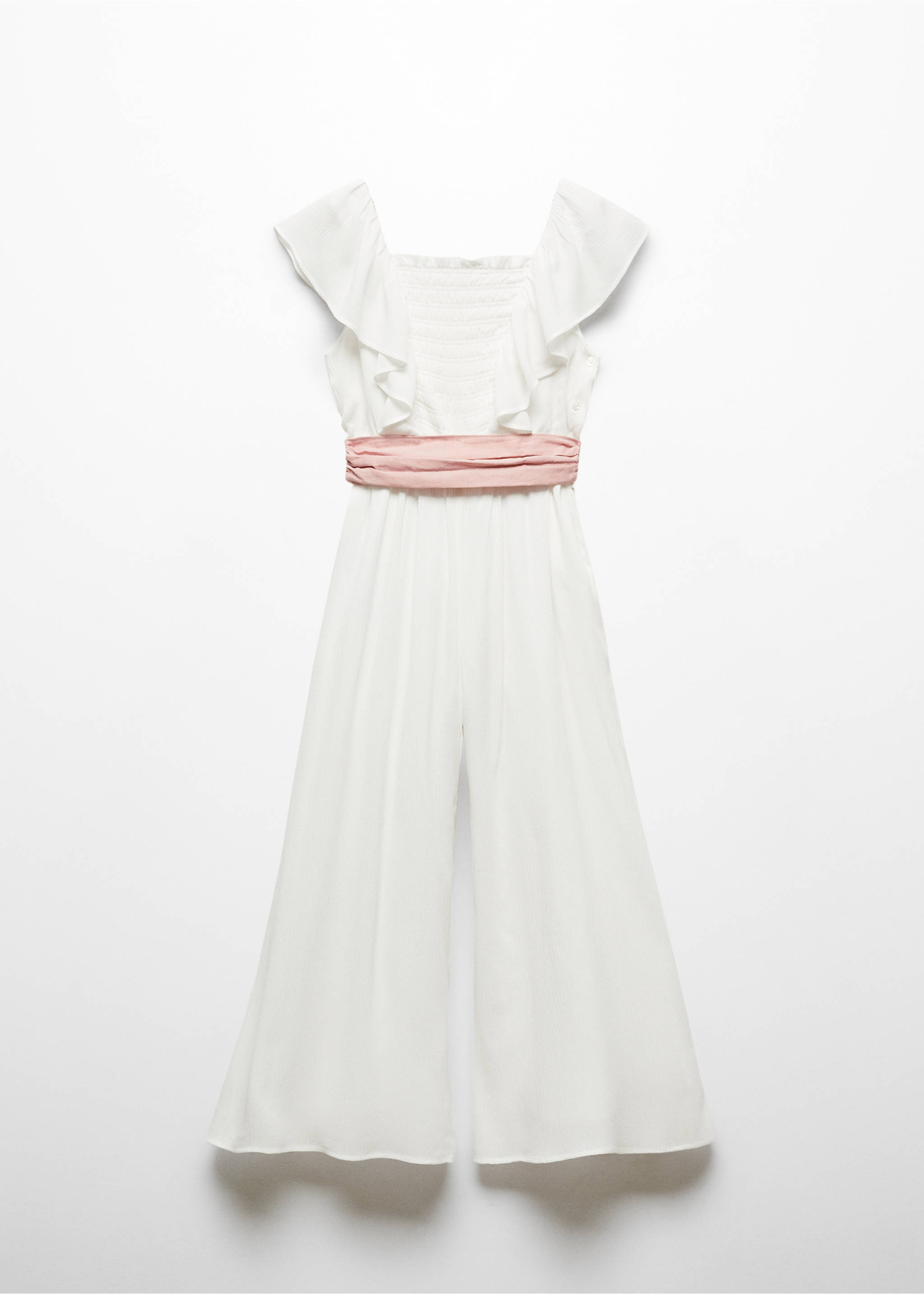 Ruffled detail jumpsuit - Article without model, White. Ref: 67043696-00.