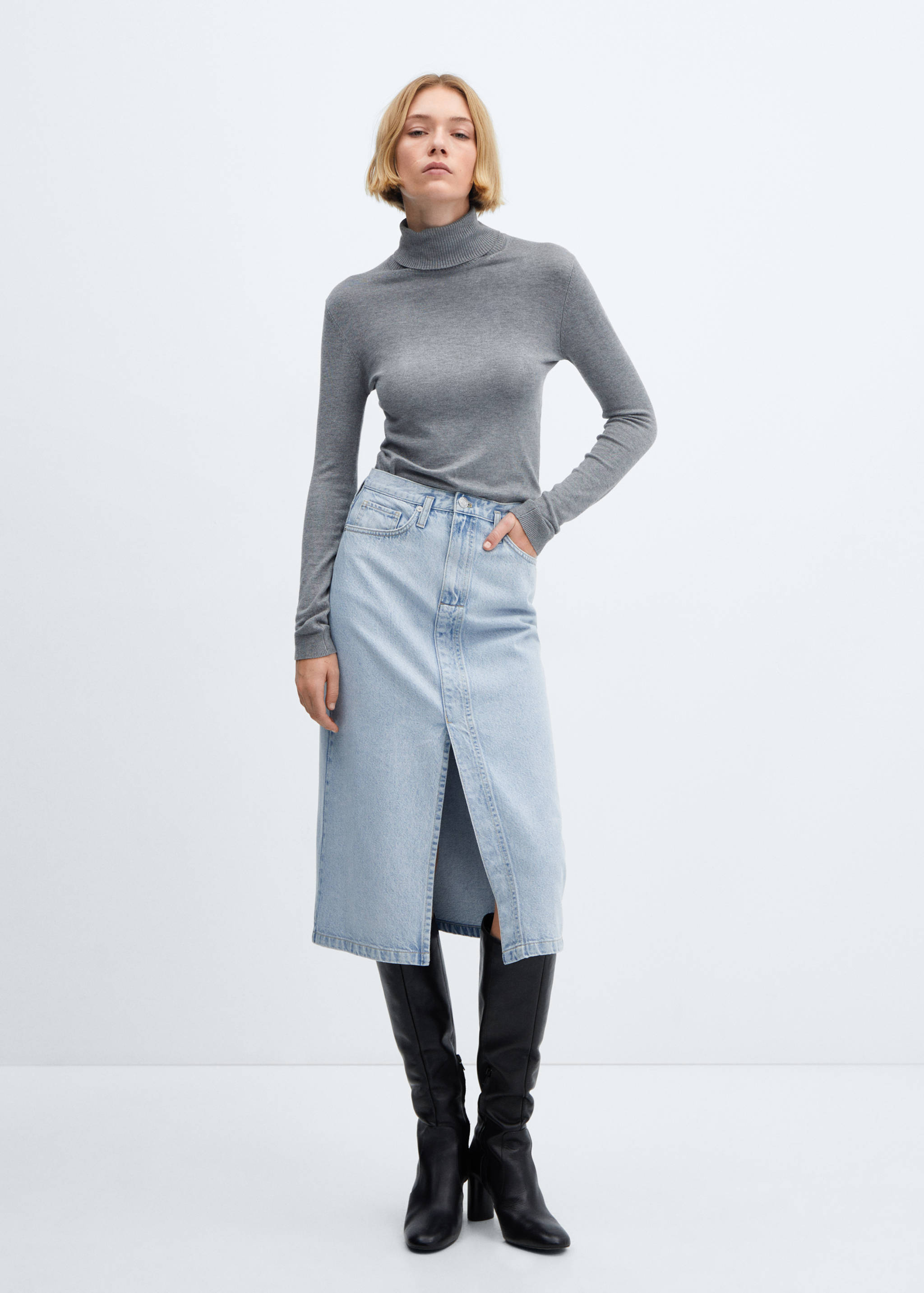 Denim midi-skirt - General plane