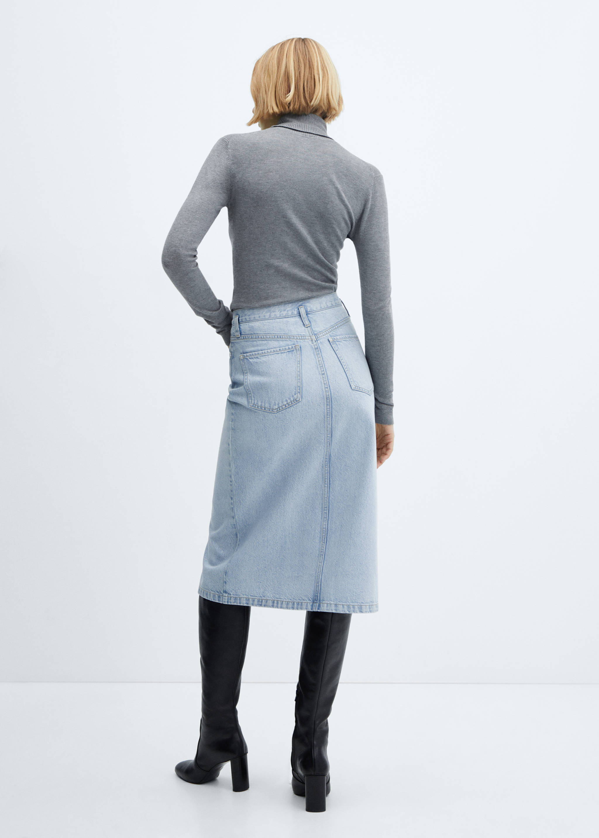 Denim midi-skirt - Reverse of the article