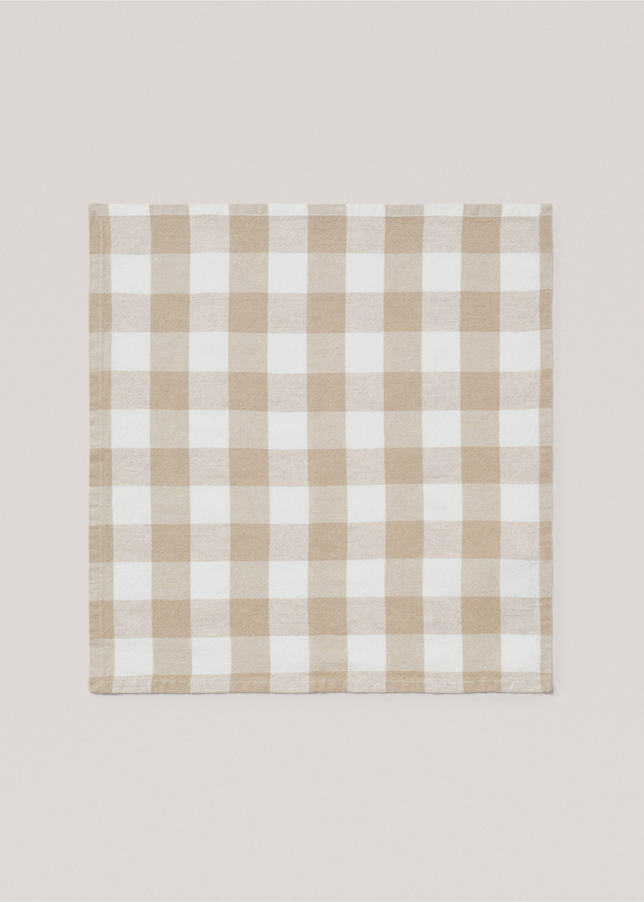 Cotton and linen check napkin - Article without model, Beige. Ref: 67044038-00.