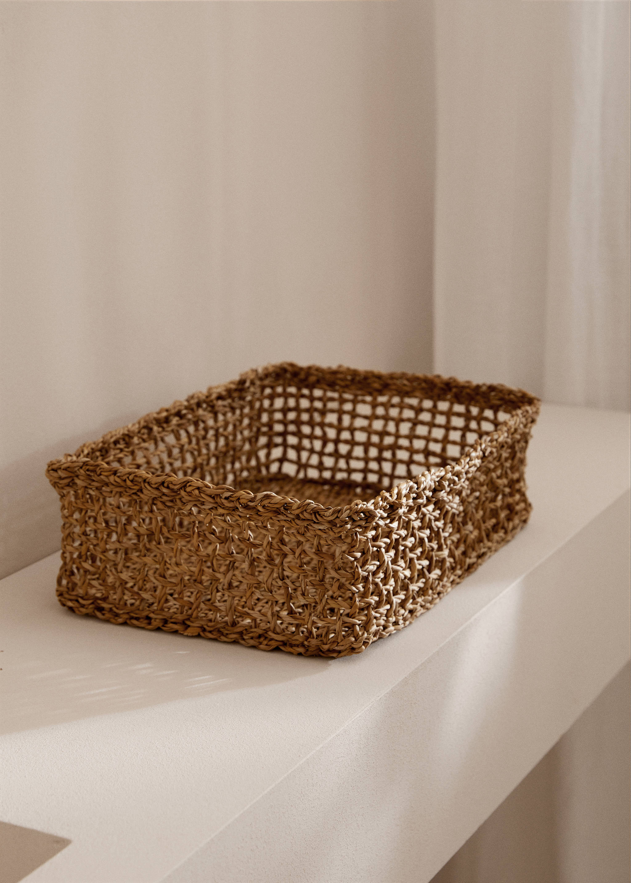 Rectangular natural fibre basket 25x35cm - General plane