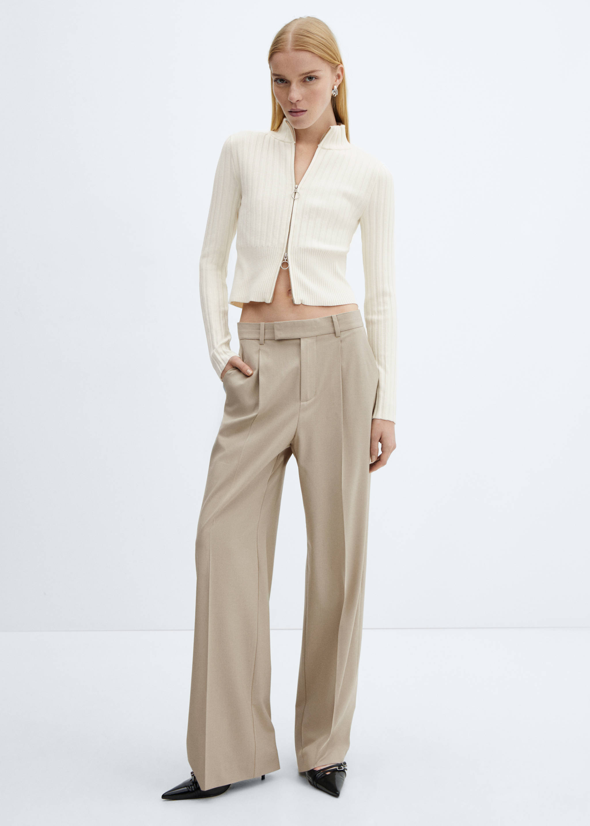 Crop vest met rits - Overzichtstekening