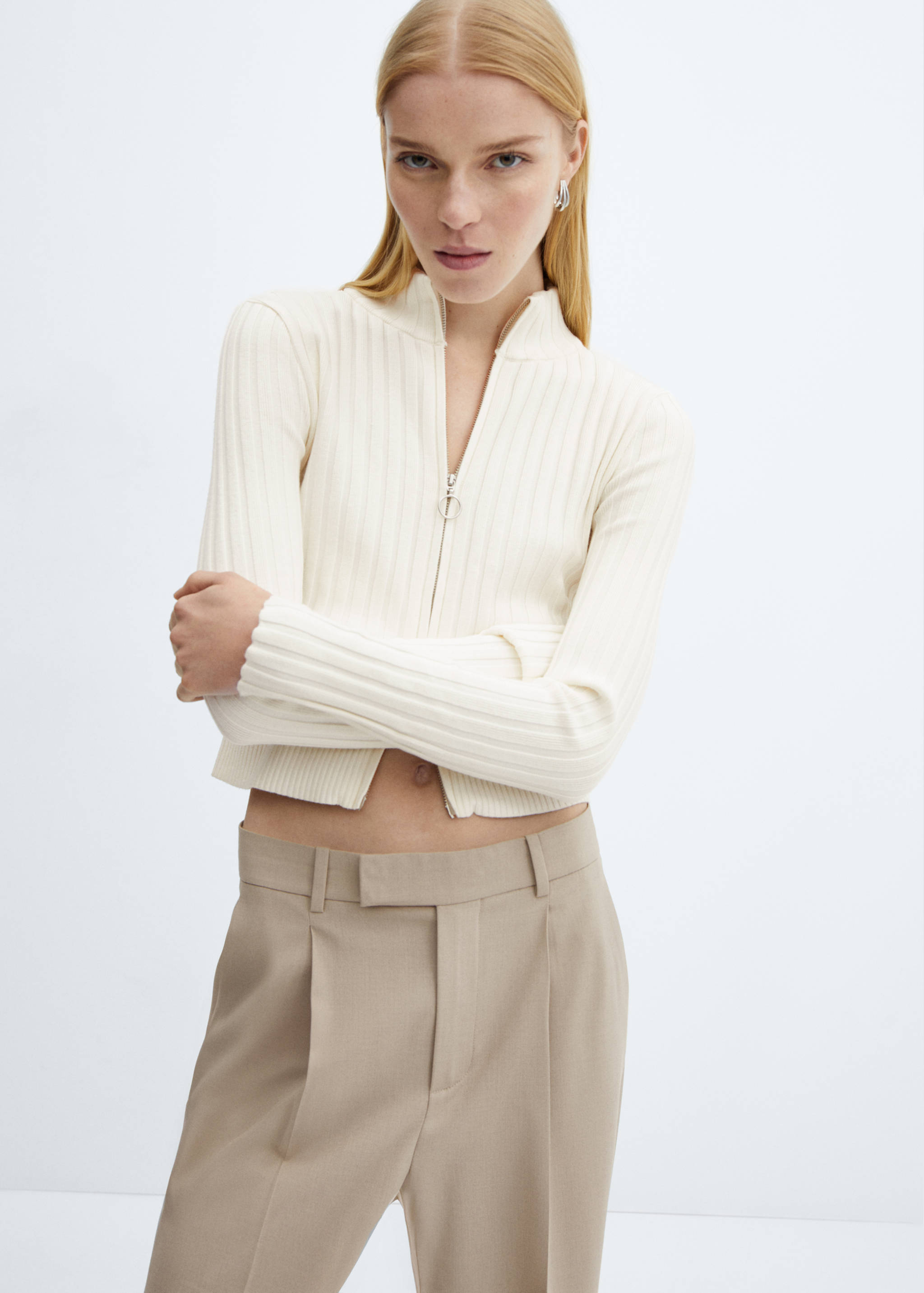 Crop vest met rits - Middenvlak