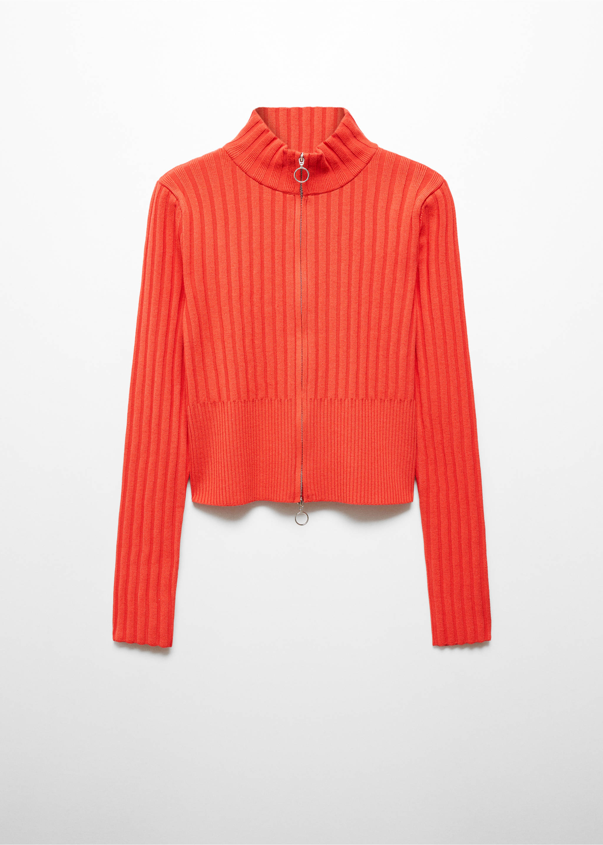 Crop-Cardigan mit Reißverschluss - Artikel ohne Model, Rot. Ref: 67044063-00.