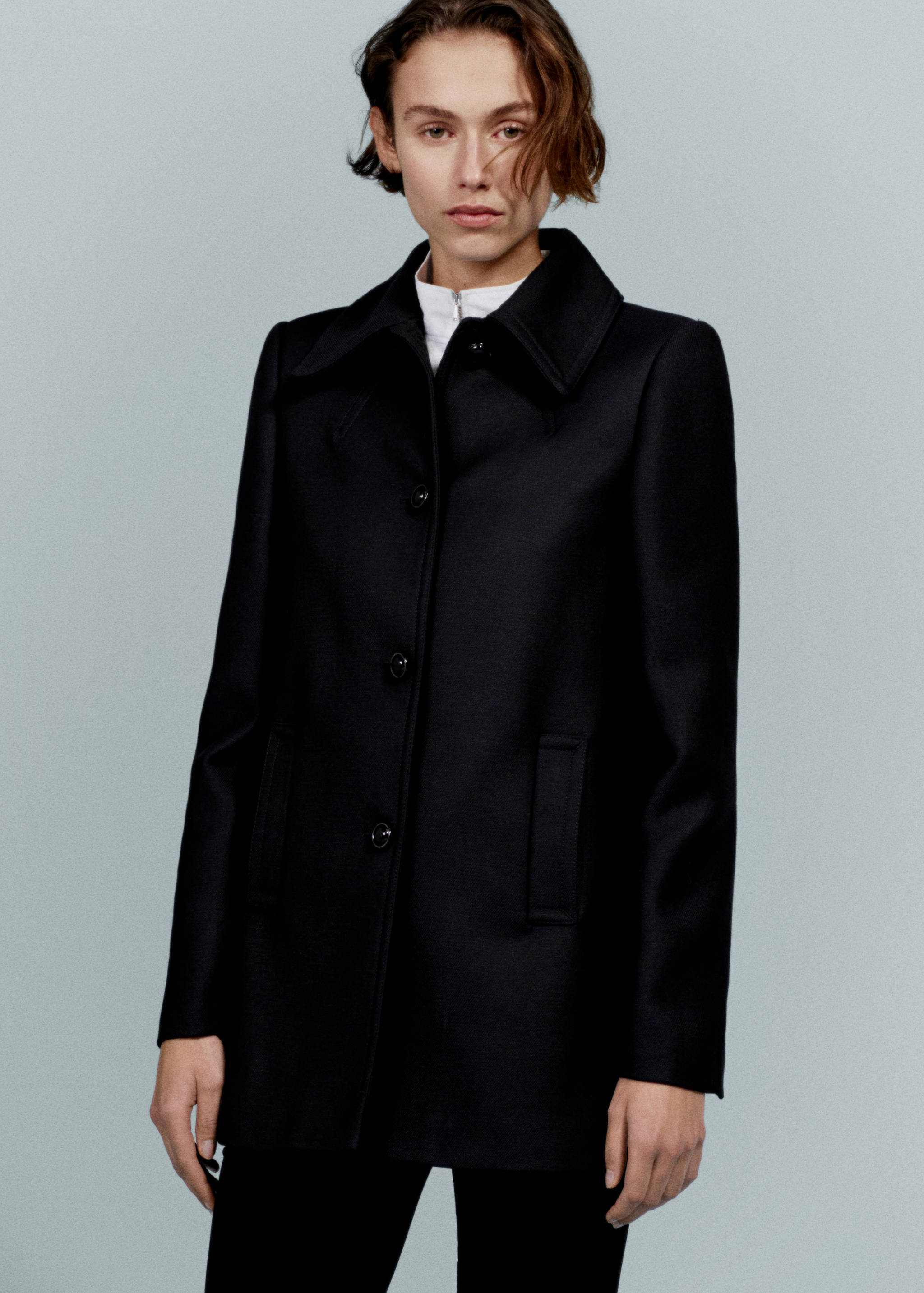 Gombos kabát ingnyakkal - A termék adatai 6, Sötétkék. Ref: 67044068-00.