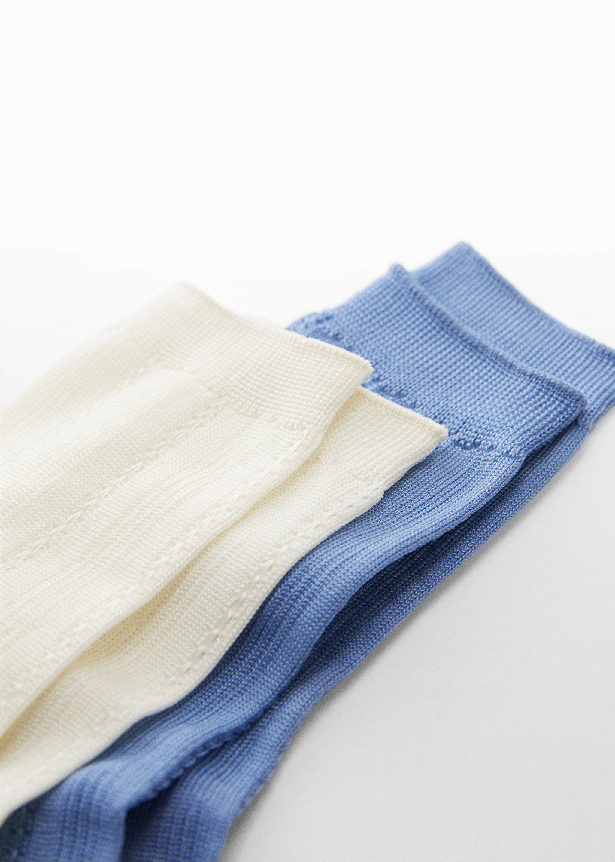 2-pakk strikkede sokker - Halvtotal bildeutsnitt, Himmelblå. Ref: 67044073-00.