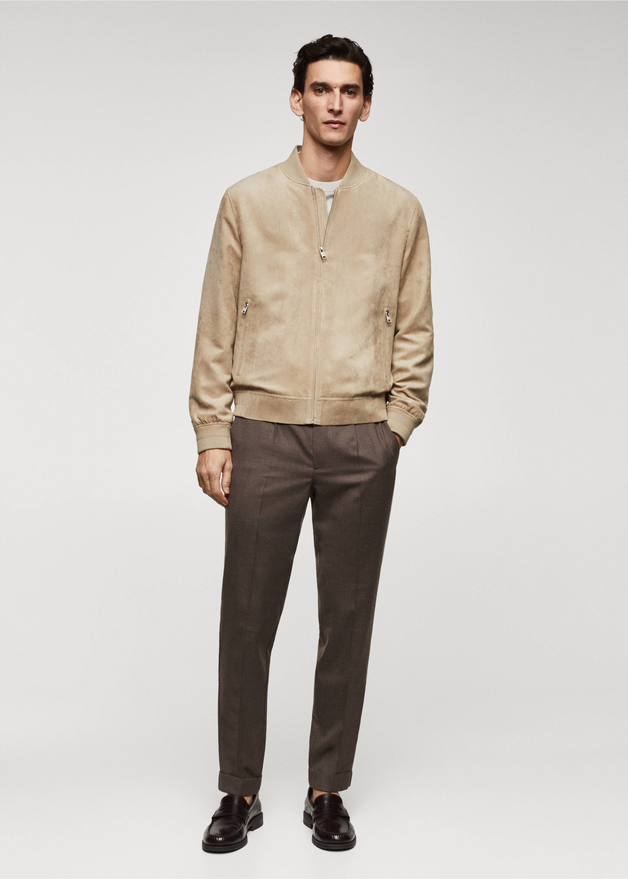 Blouson bomber imitation daim - Plan général, Sable. Ref: 67044439-00.