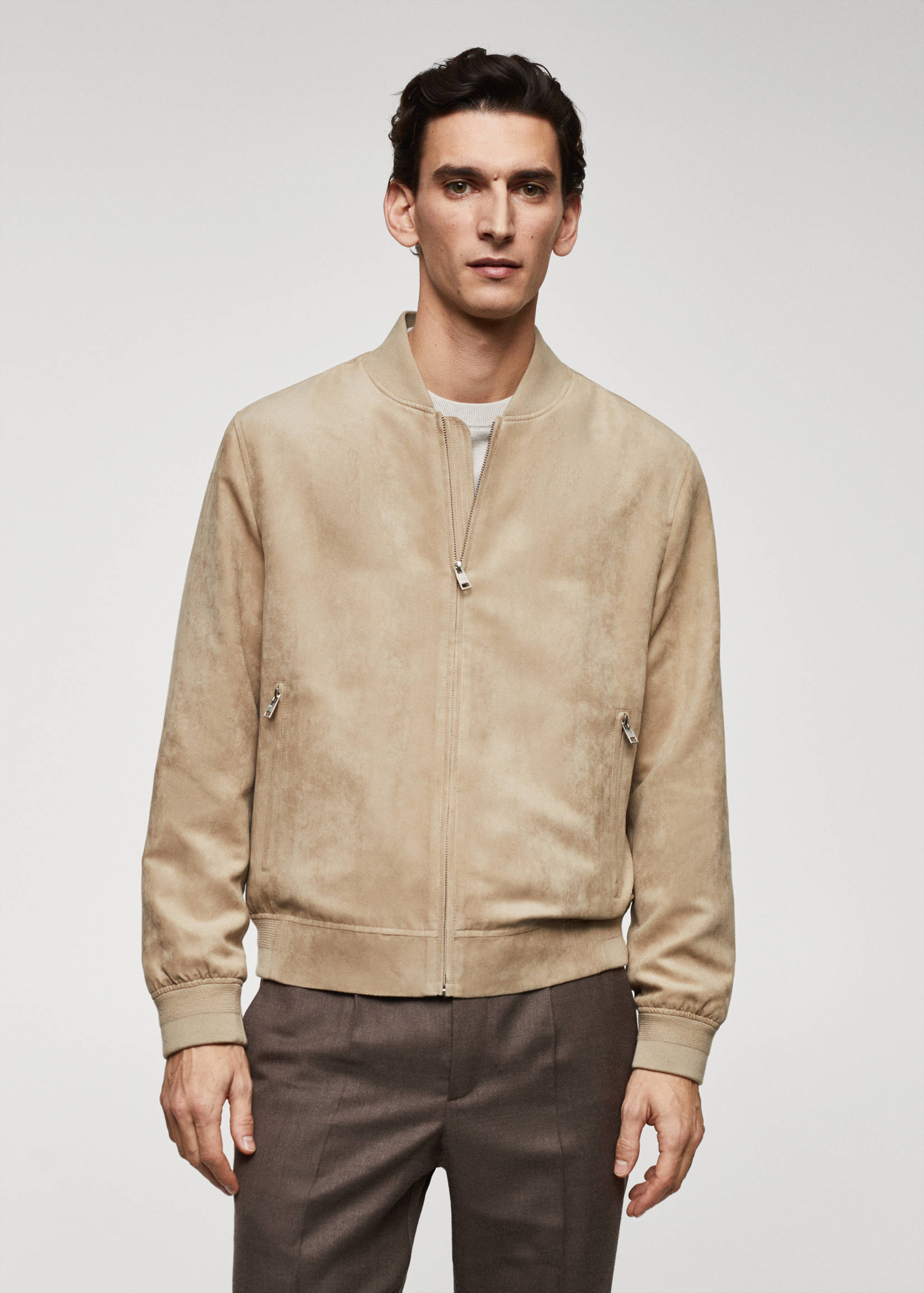 Suede-effect bomber jacket - Medium plane