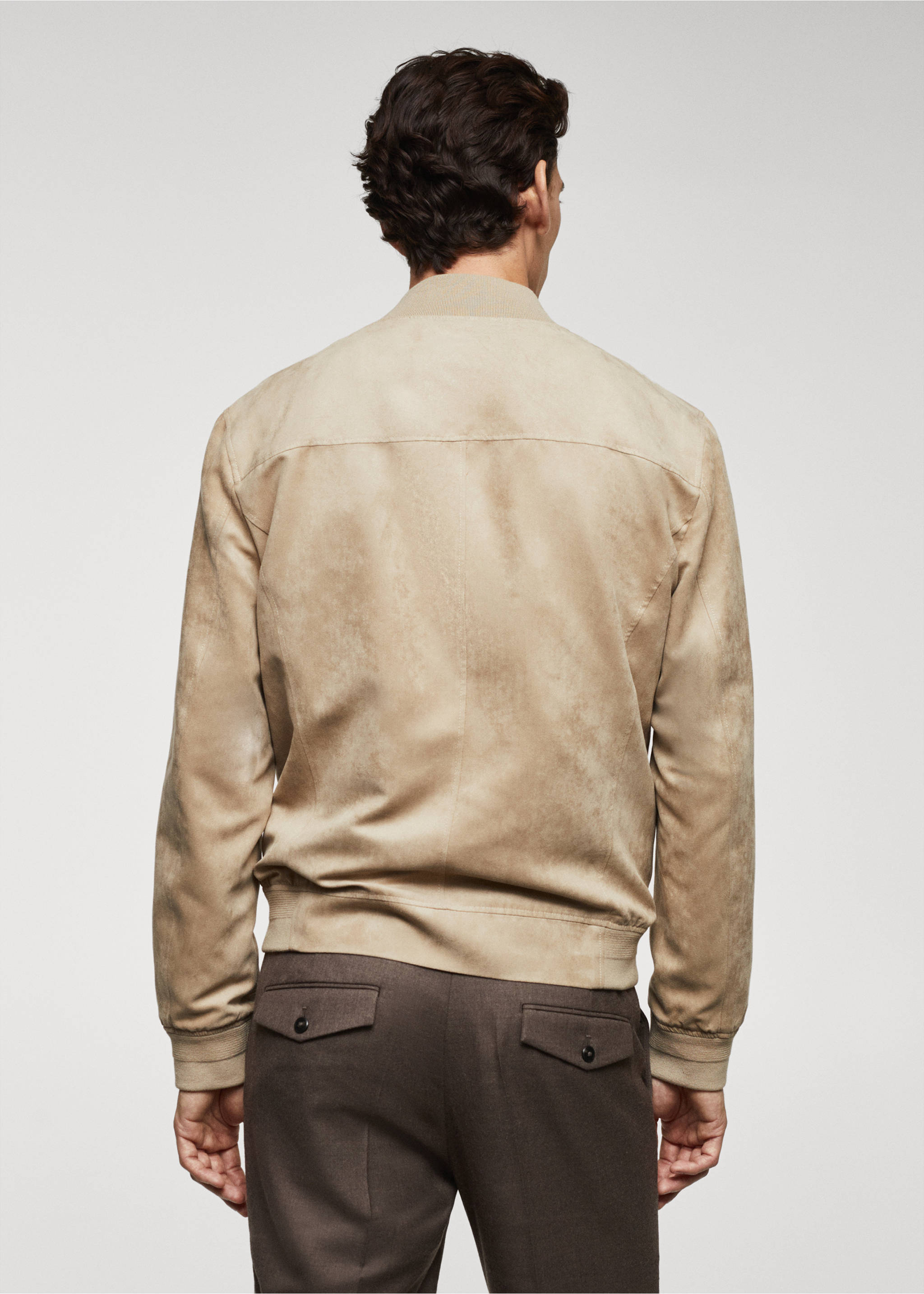 Blouson bomber imitation daim - Verso de l’article, Sable. Ref: 67044439-00.