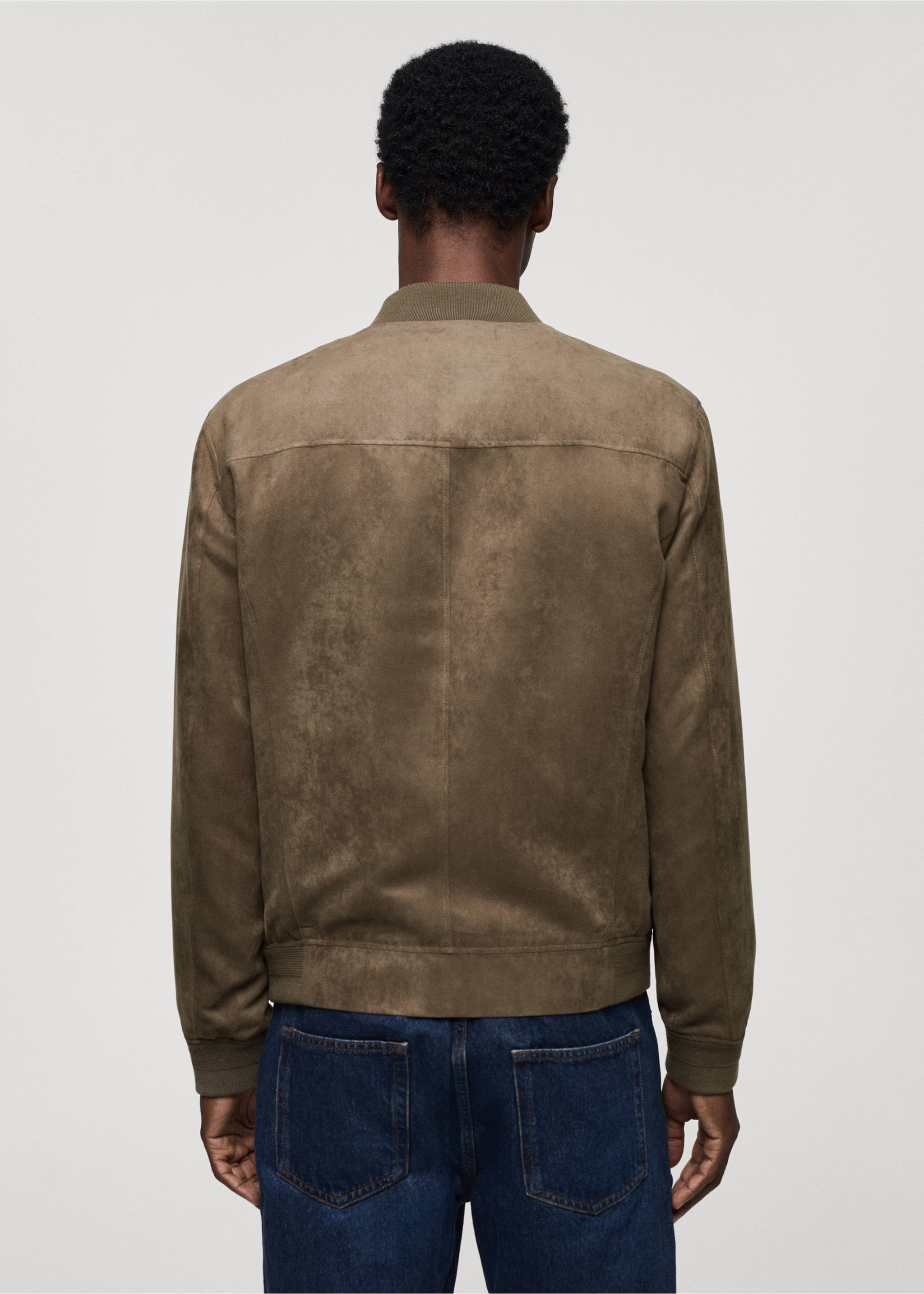 Suede-effect bomber jacket - Reverse of the article, Medium Brown. Ref: 67044439-00.
