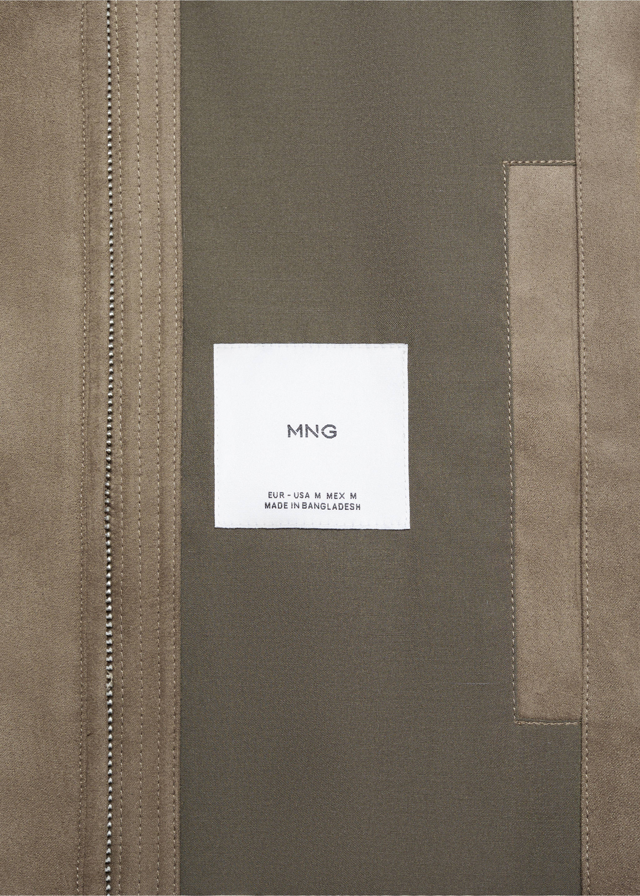 Suede-effect bomber jacket - Details of the article 8, Medium Brown. Ref: 67044439-00.