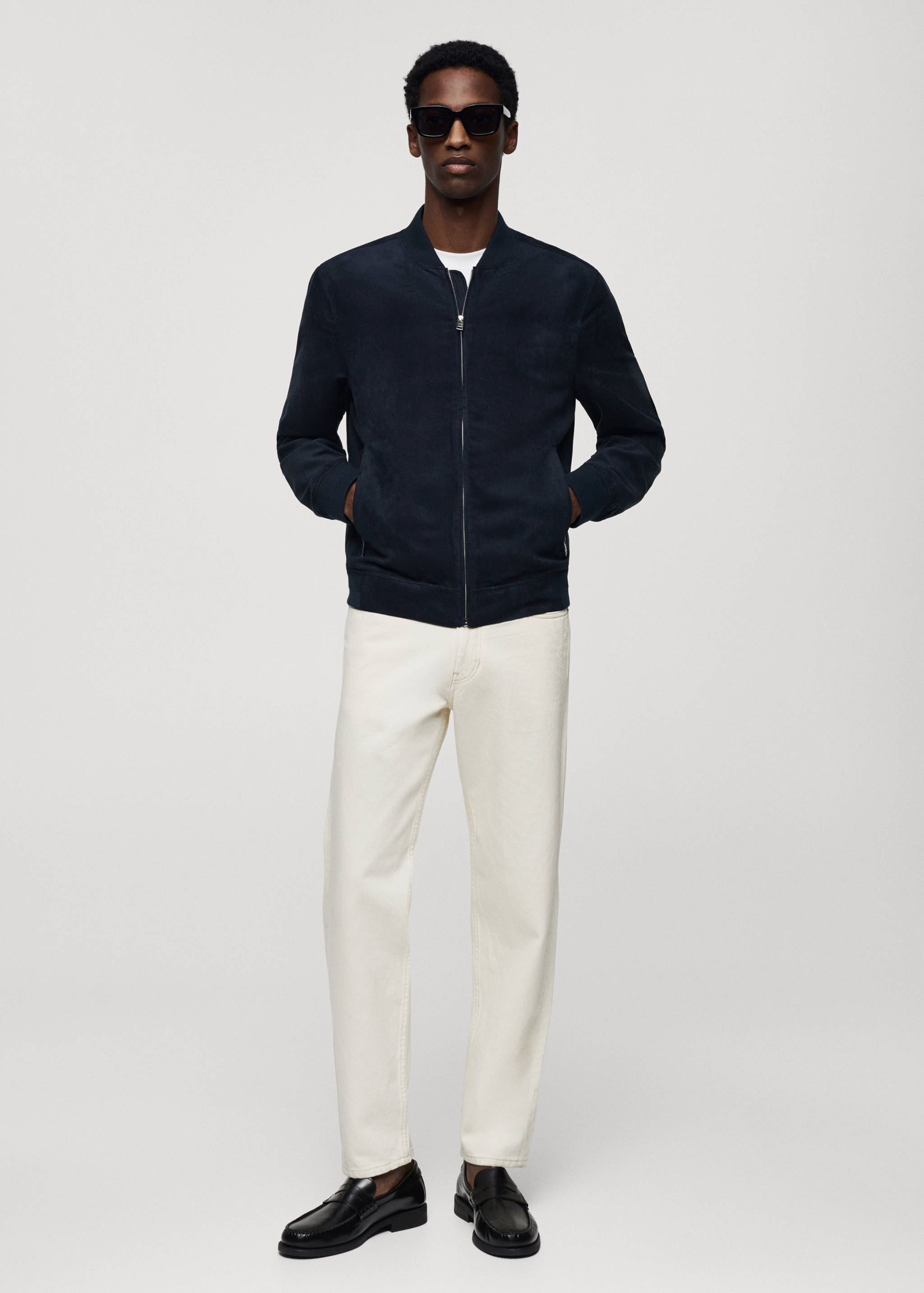 Suede-effect bomber jacket - General plane