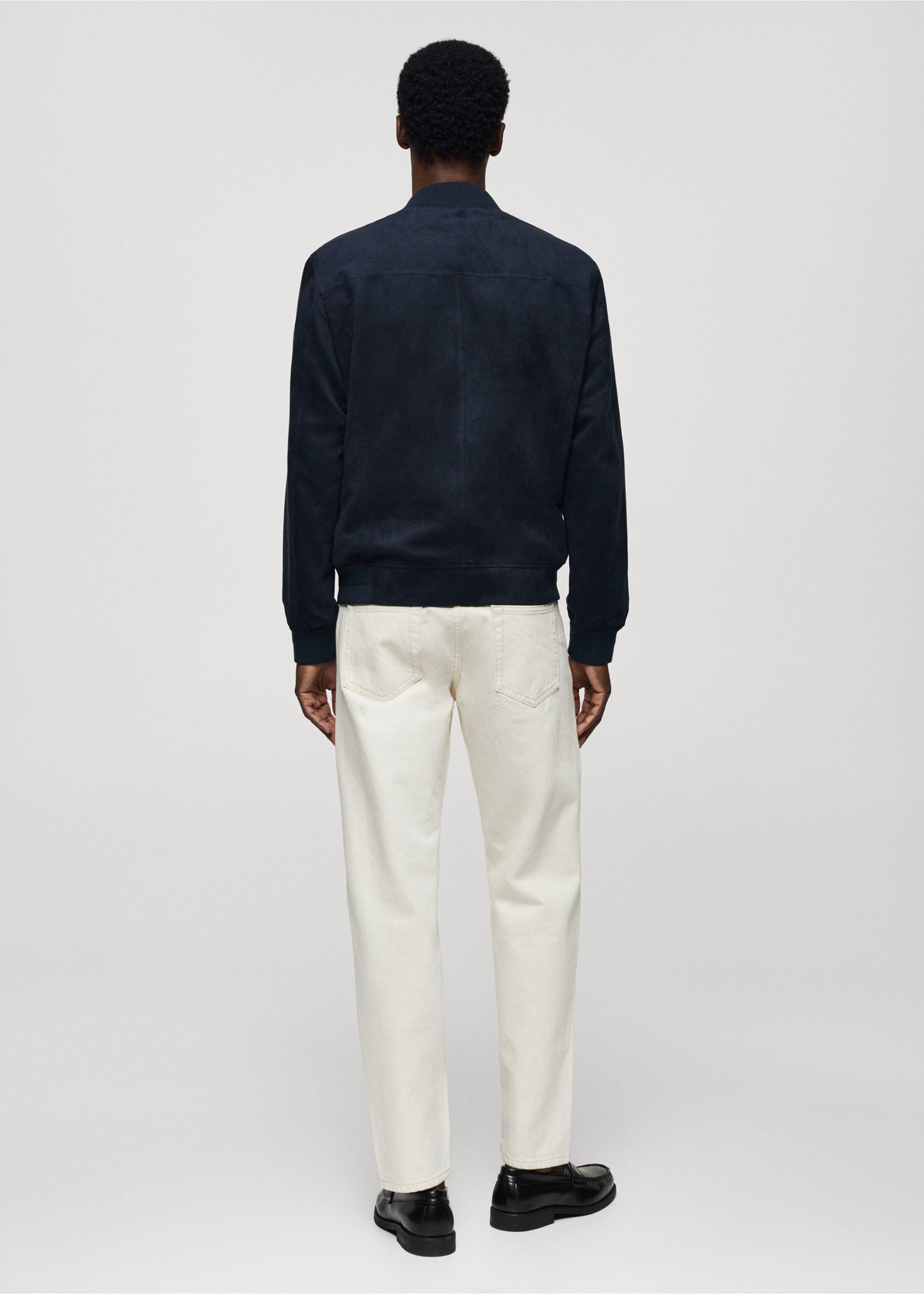 Suede-effect bomber jacket - Reverse of the article, Dark Navy. Ref: 67044439-00.