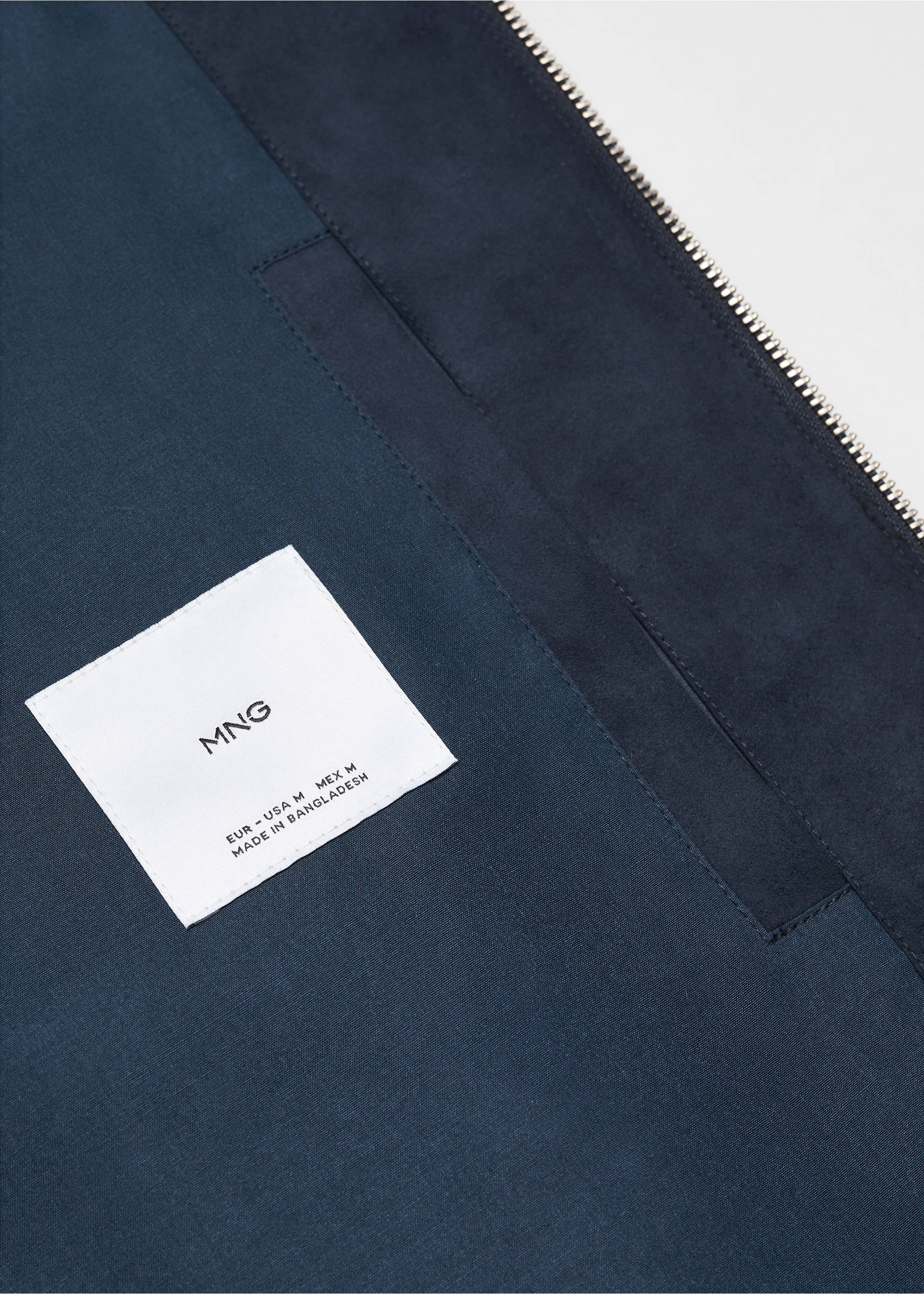Suede-effect bomber jacket - Details of the article 8, Dark Navy. Ref: 67044439-00.