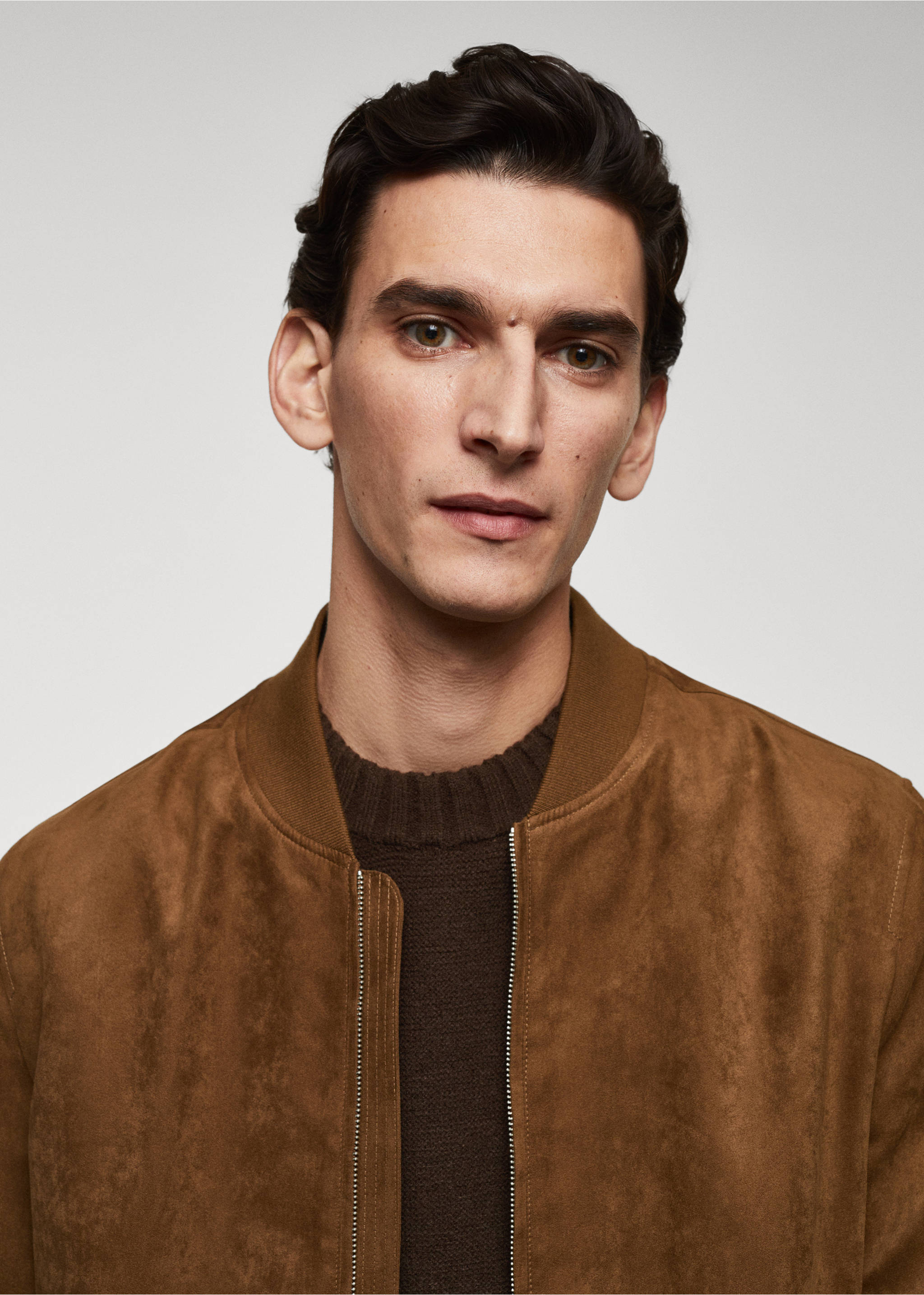 Blouson bomber imitation daim - Détail de l'article 1, Cognac. Ref: 67044439-00.