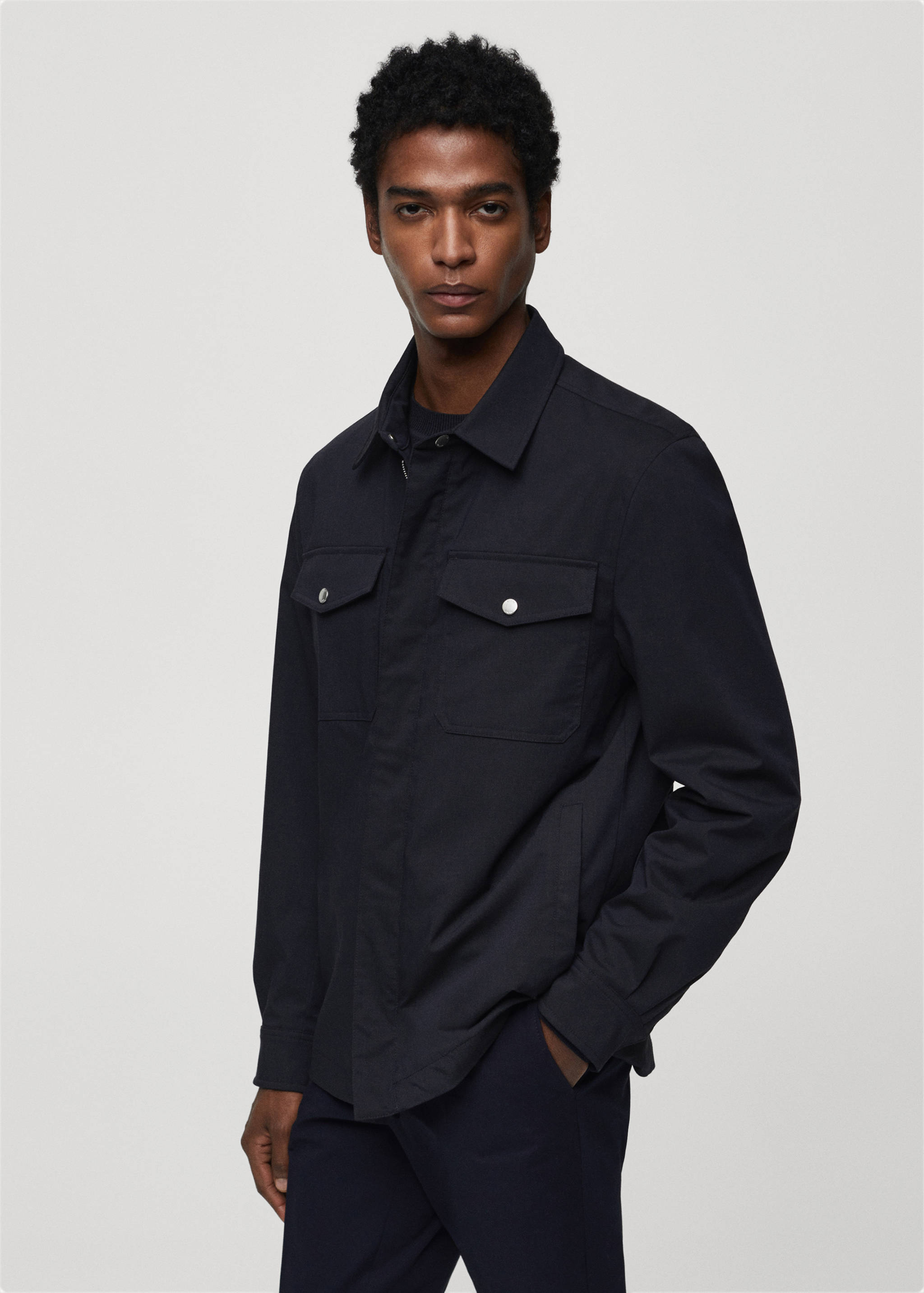 Water-repellent overshirt with pockets - Medium plane