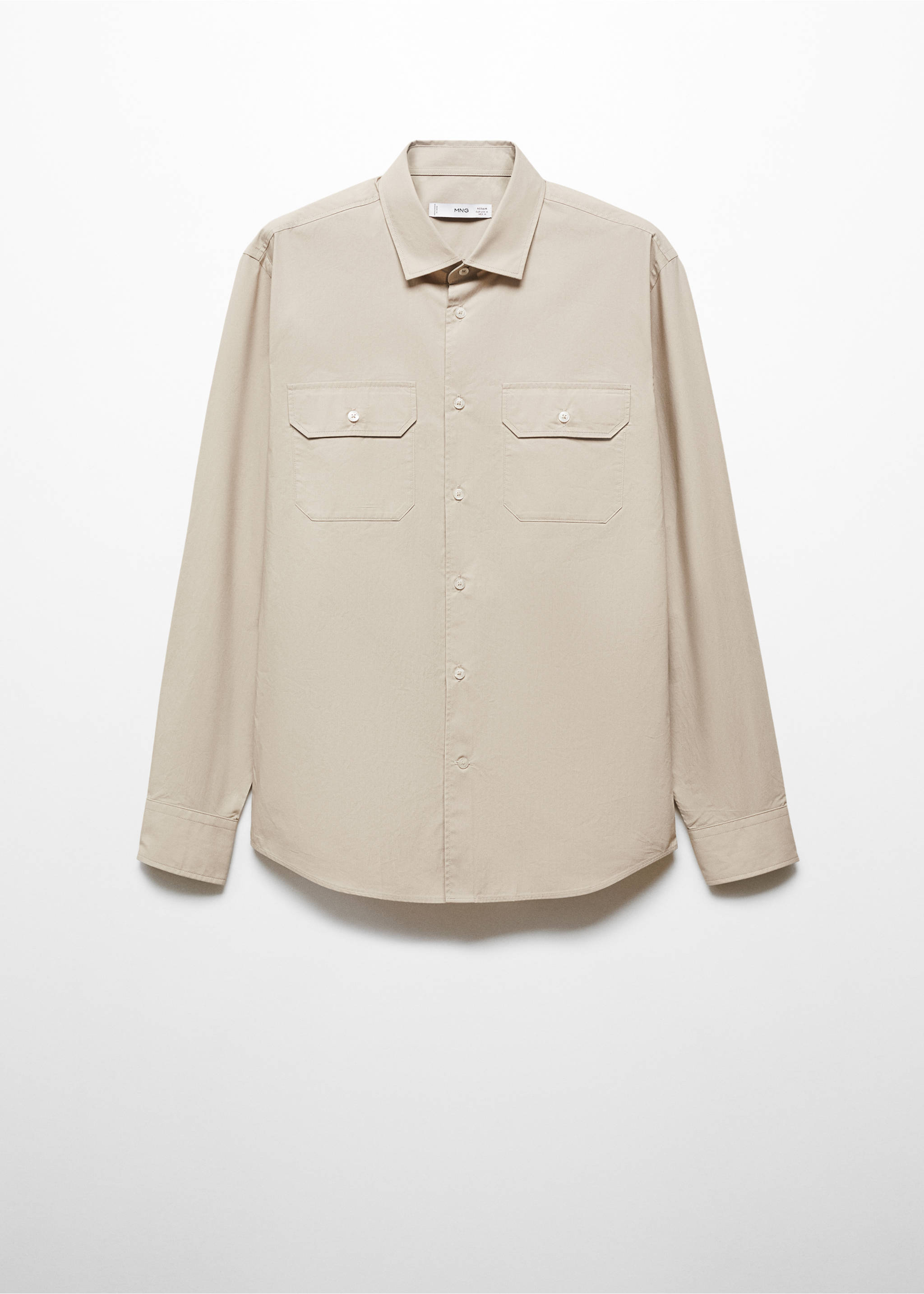 Chemise en coton avec poches - Article sans modèle, Beige. Ref: 67044447-00.