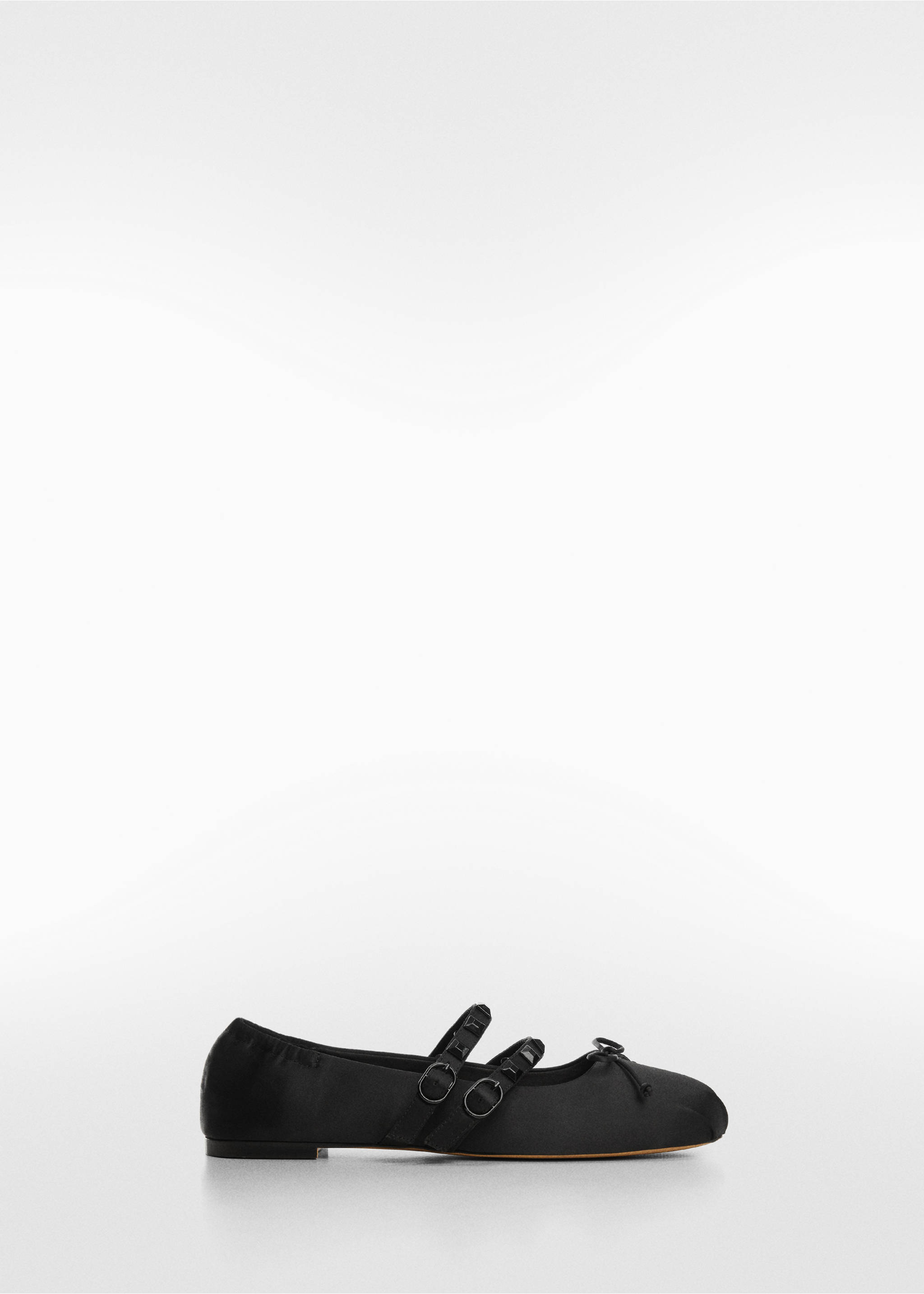Satin ballet flats with studs - Article without model, Black. Ref: 67044448-00.