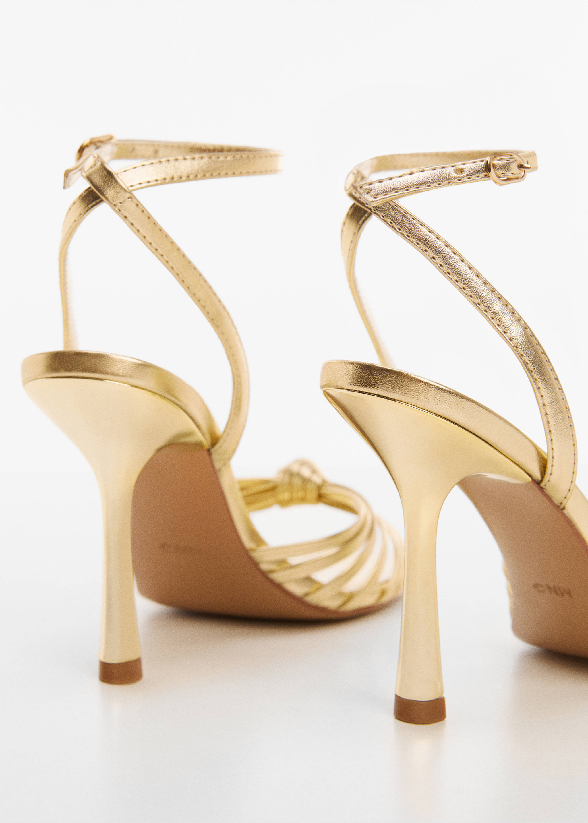 Strappy heeled sandals - Details of the article 2, Gold. Ref: 67044456-00.