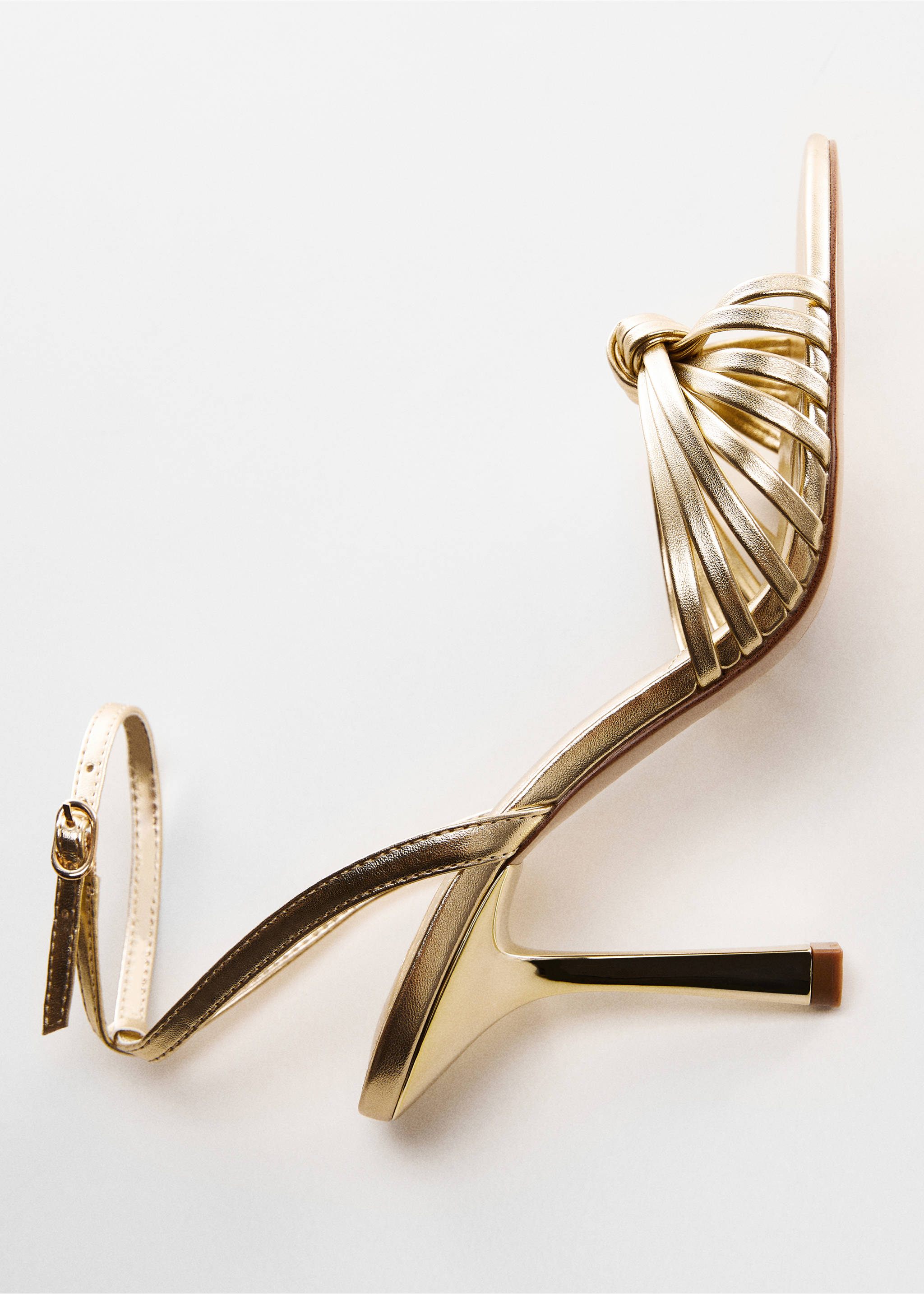 Strappy heeled sandals - Details of the article 5, Gold. Ref: 67044456-00.