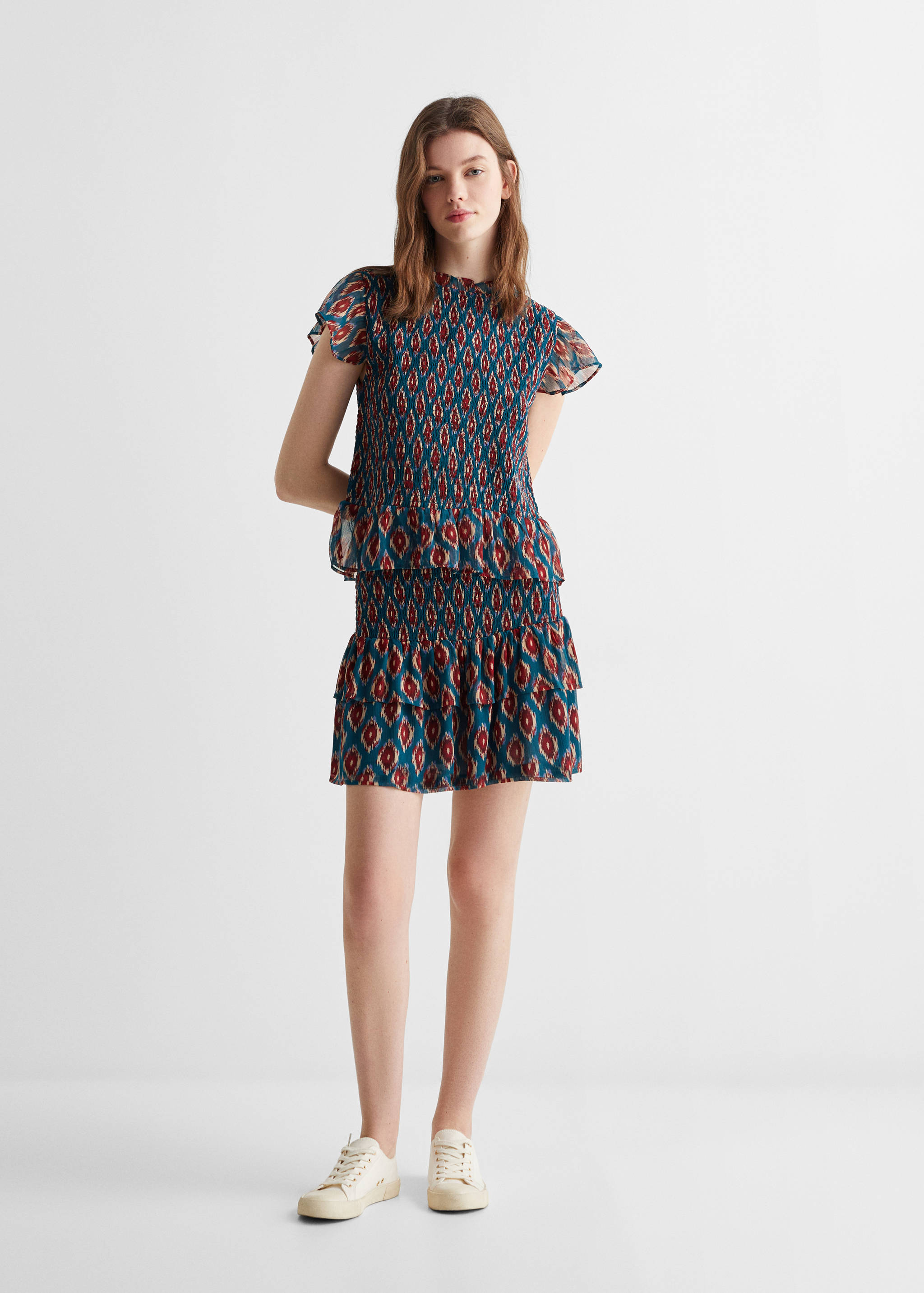 Blusa enrugada de manga com folho - Pormenor do artigo 2