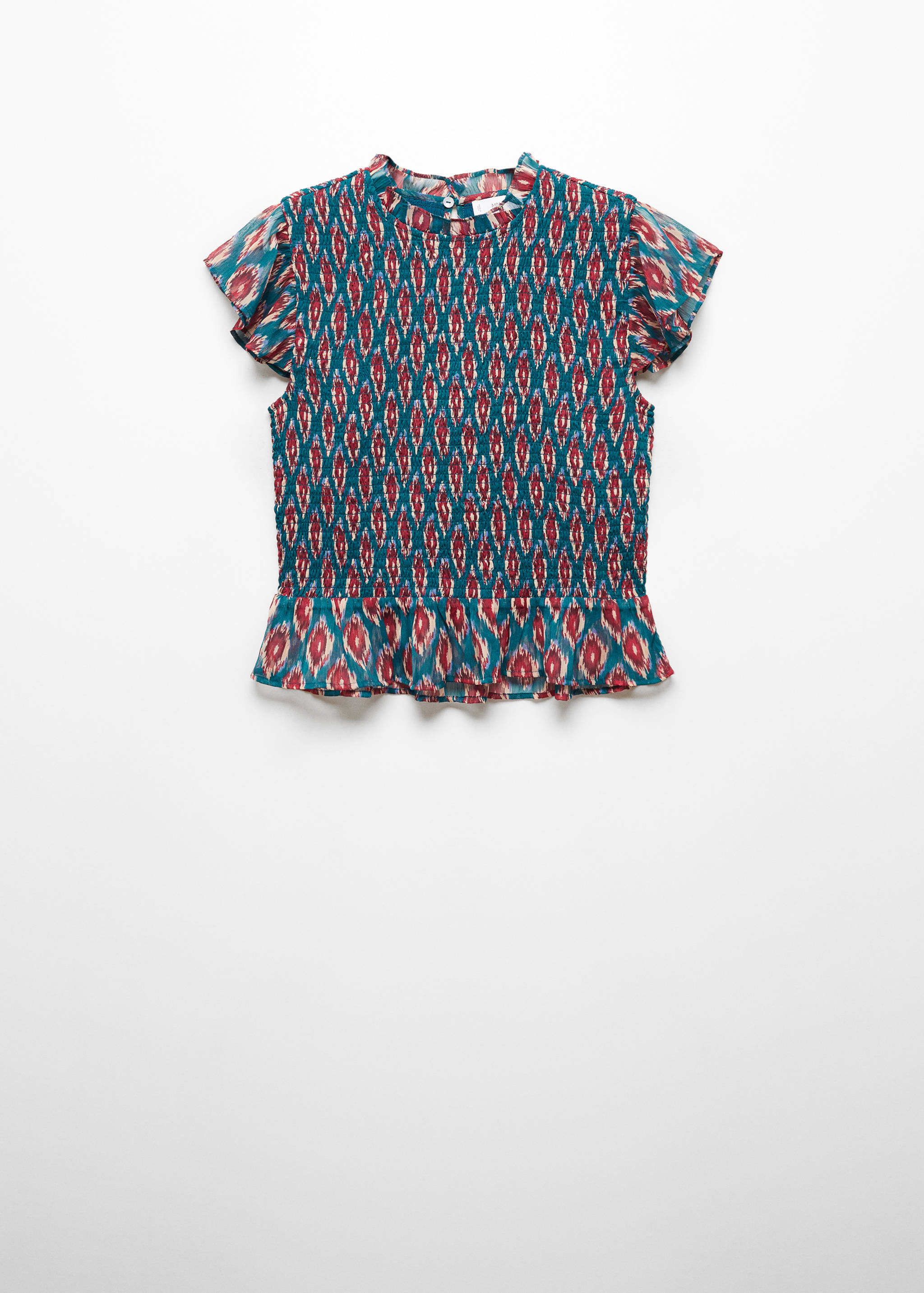 Blusa enrugada de manga com folho - Artigo sem modelo