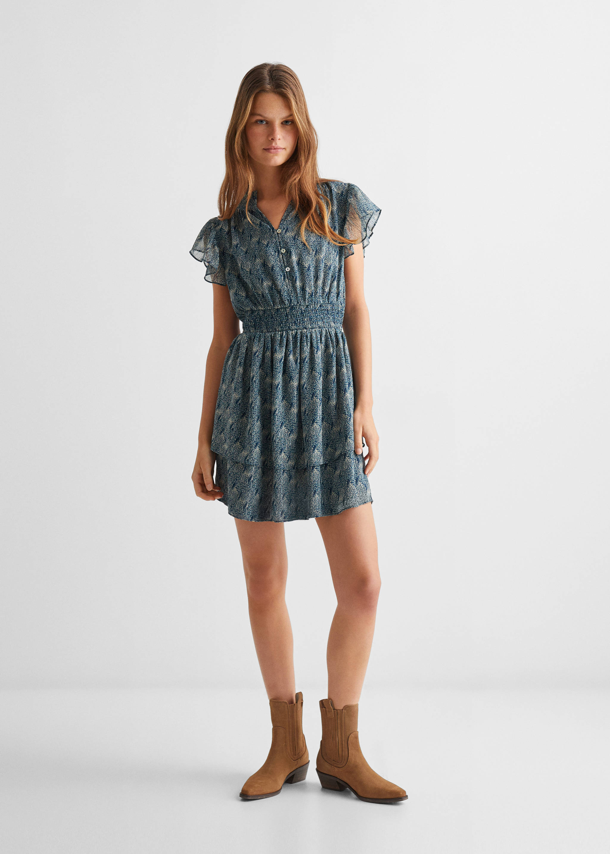 Vestido estampado volantes - Plano general