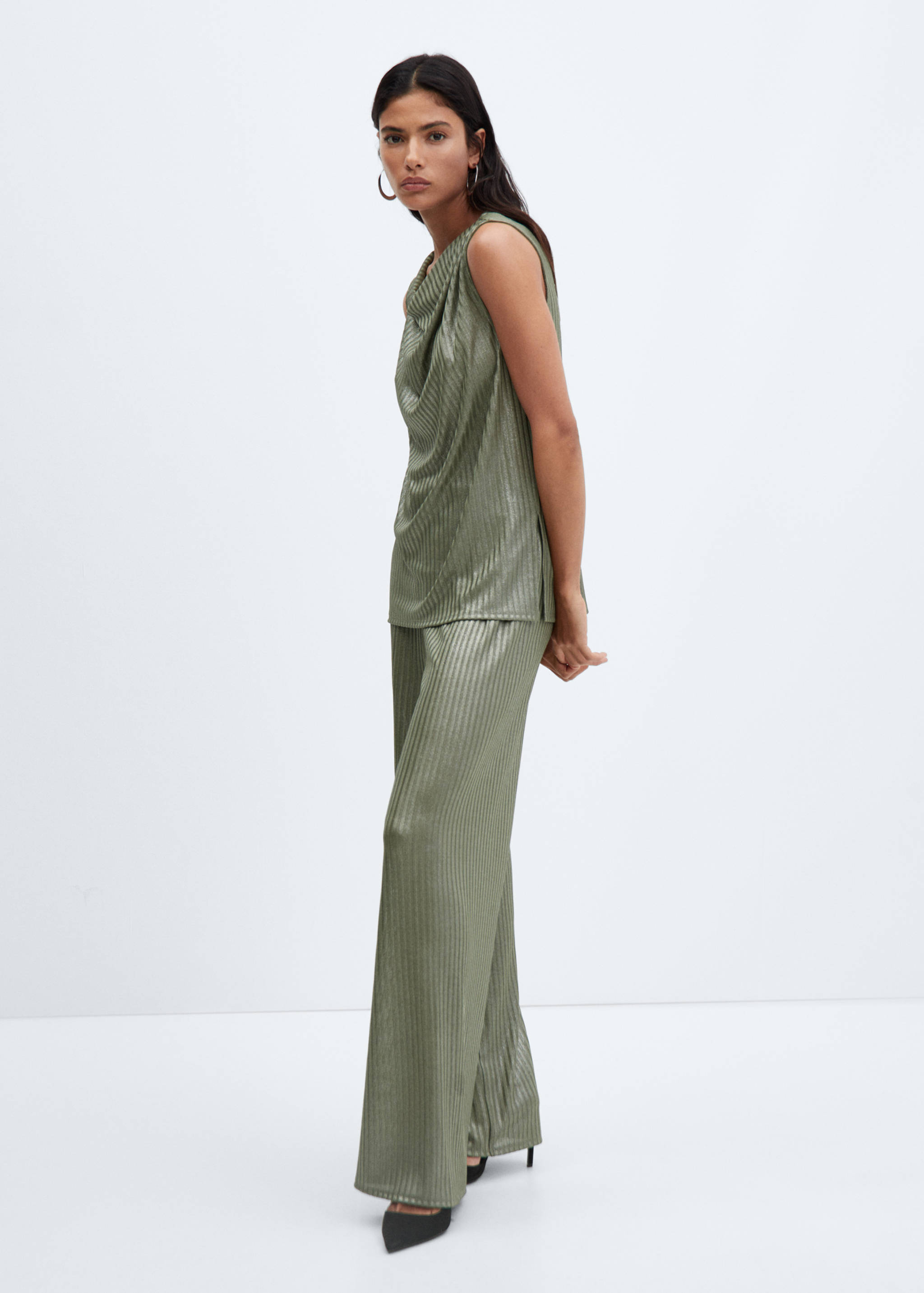 Wide leg trousers with elastic waist - General plane