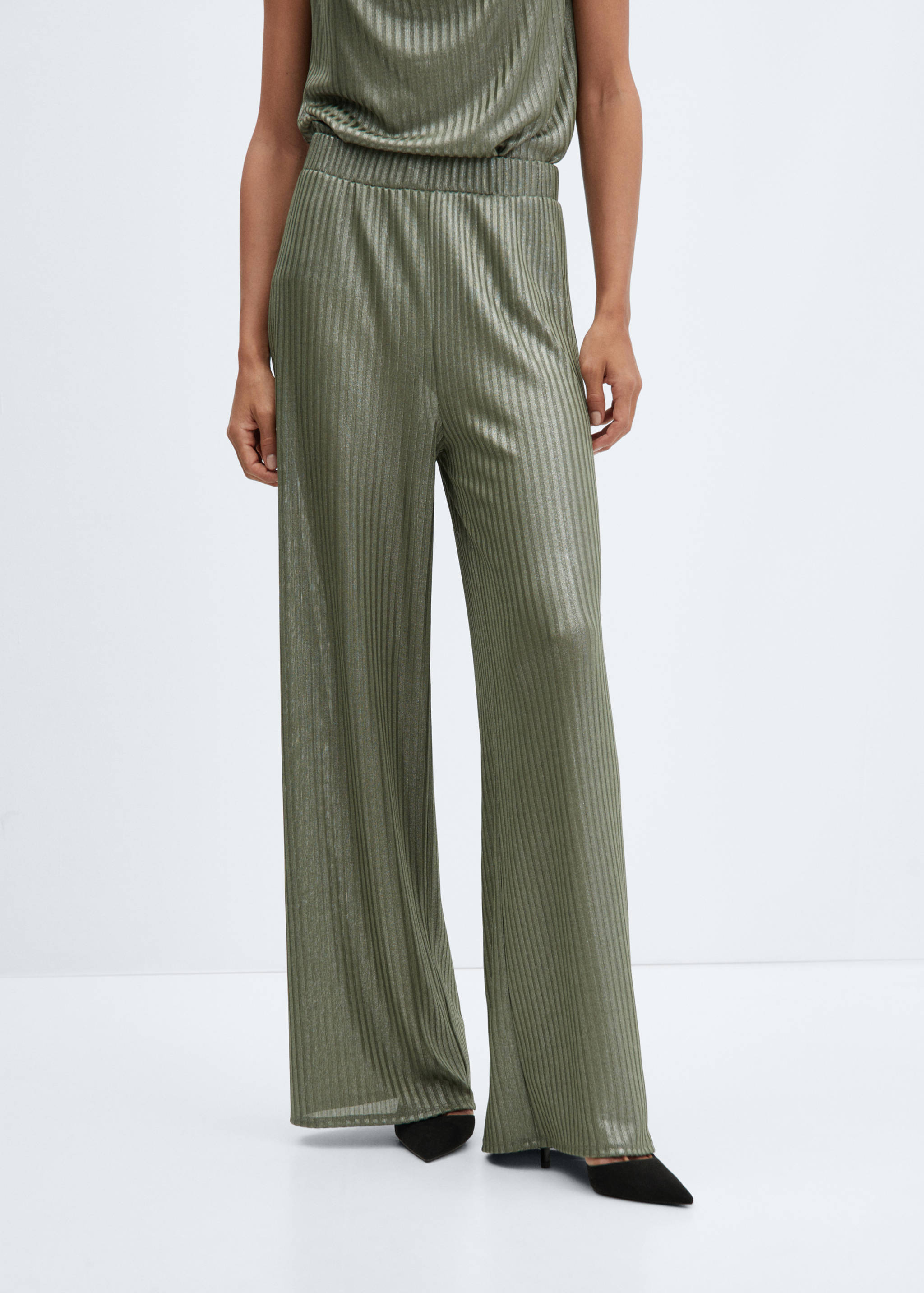 Wide leg trousers with elastic waist - Medium plane