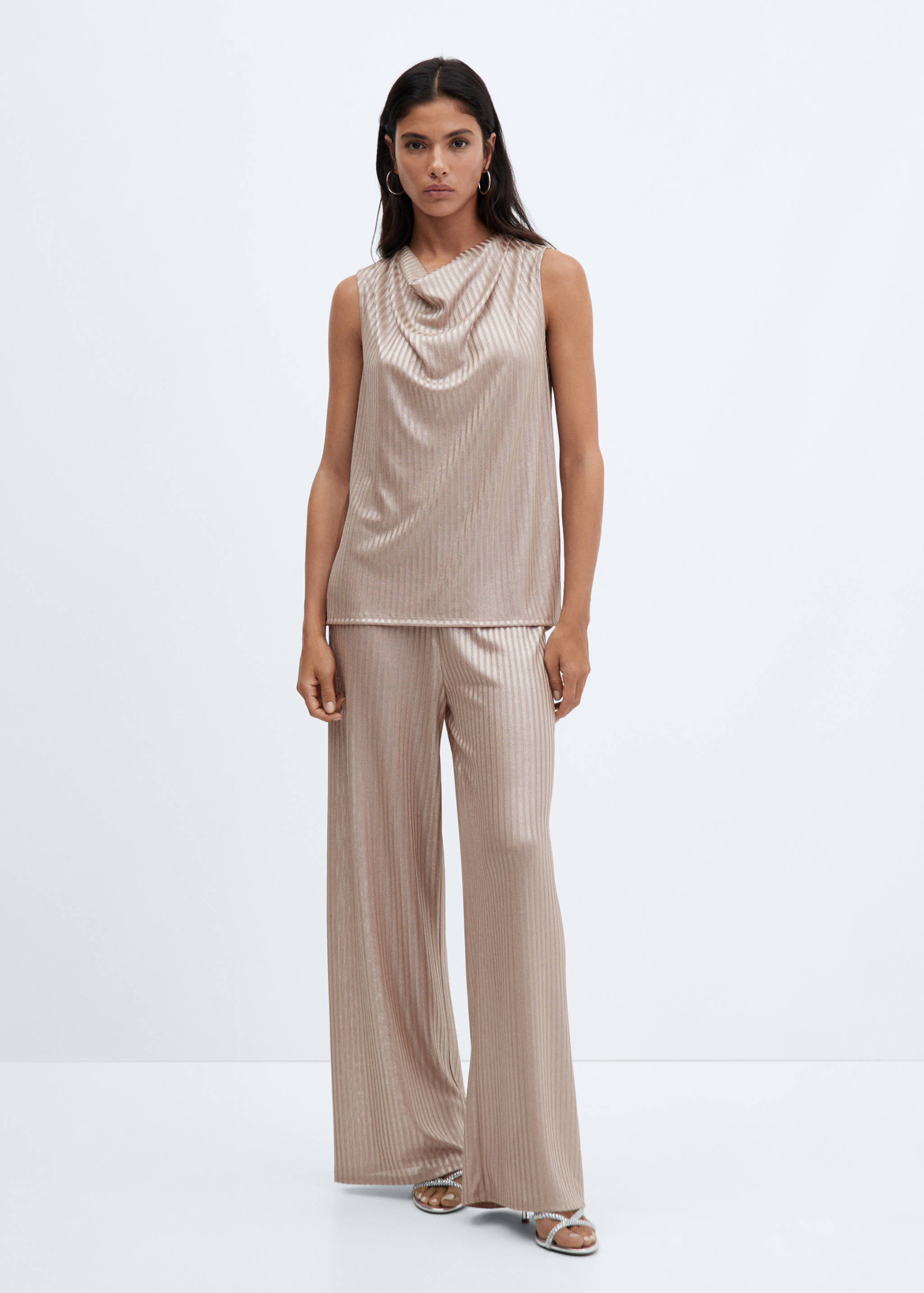 Wide leg trousers with elastic waist - General plane