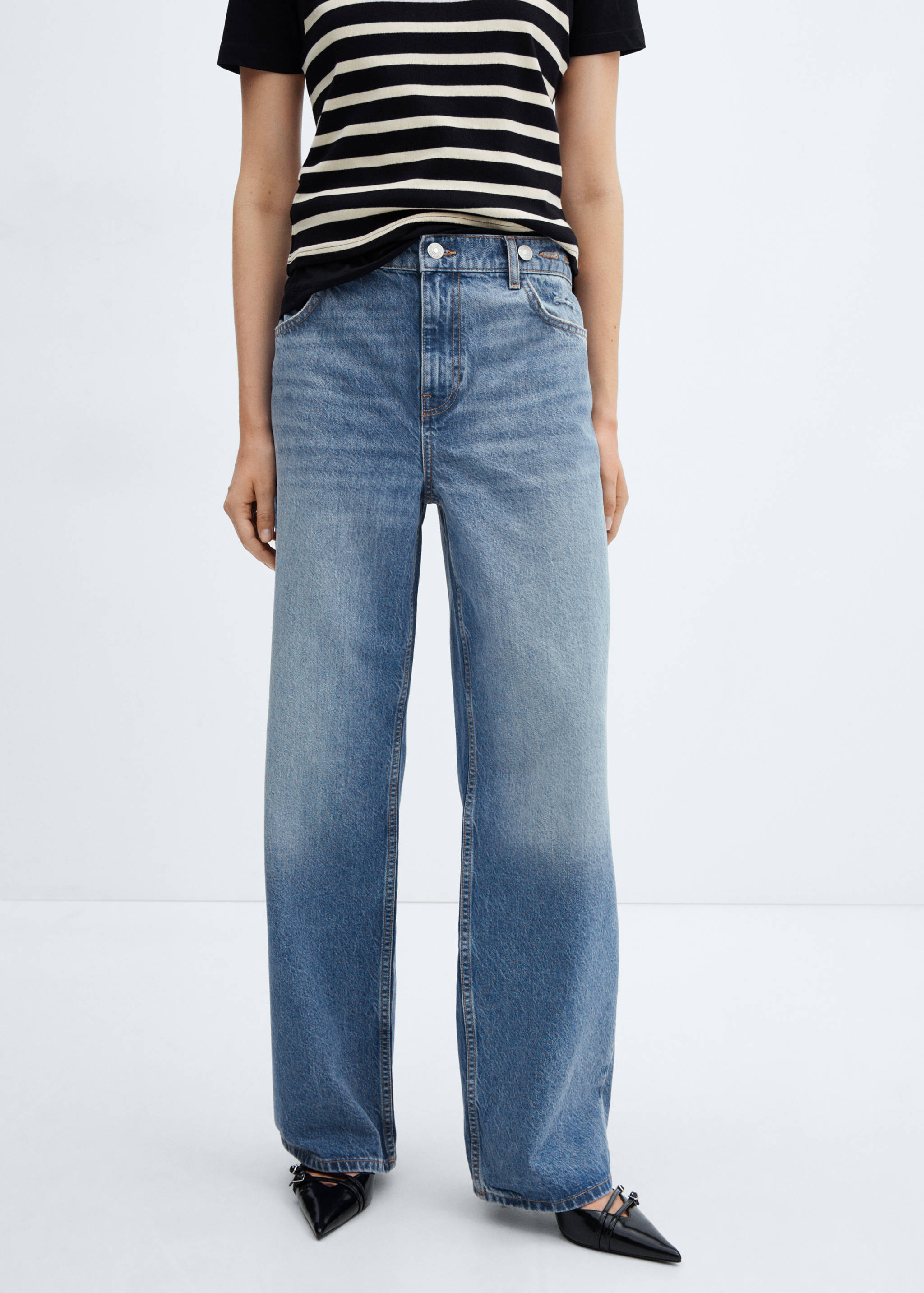 Loose mid-rise wide leg jeans - Medium plane