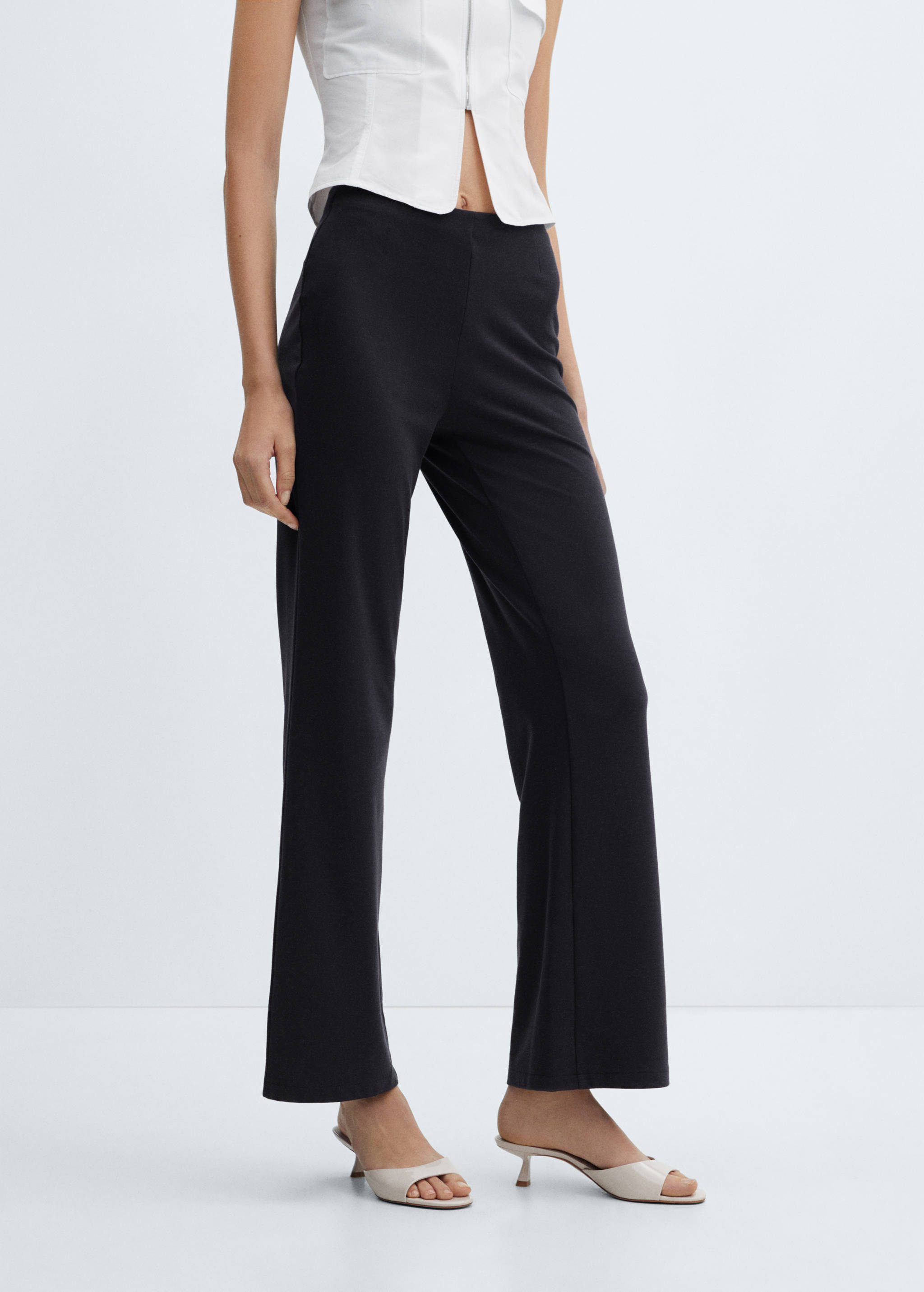 High-waist gebreide broek - Middenvlak