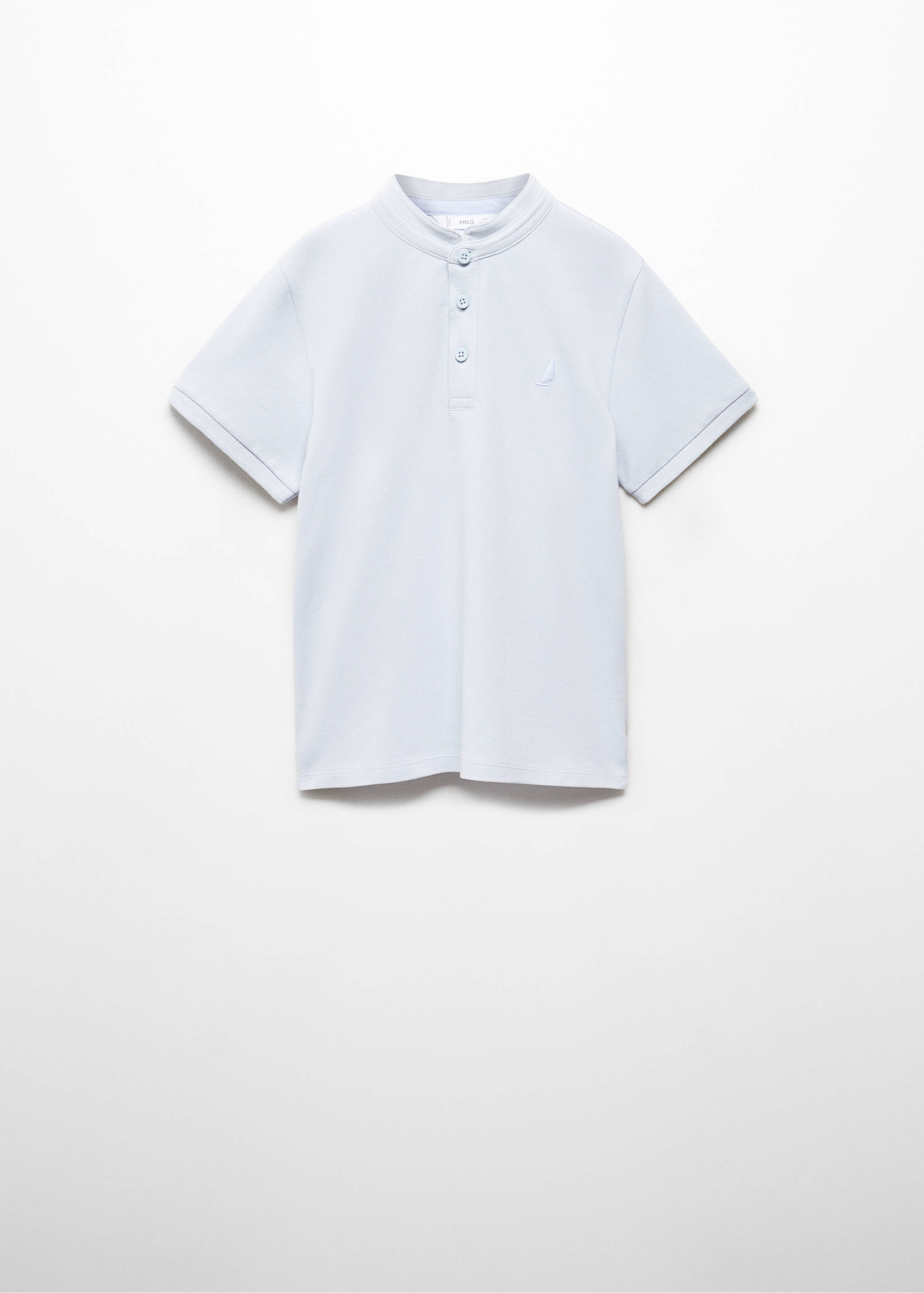 Mao collar cotton polo - Article without model, Sky Blue. Ref: 67045138-00.