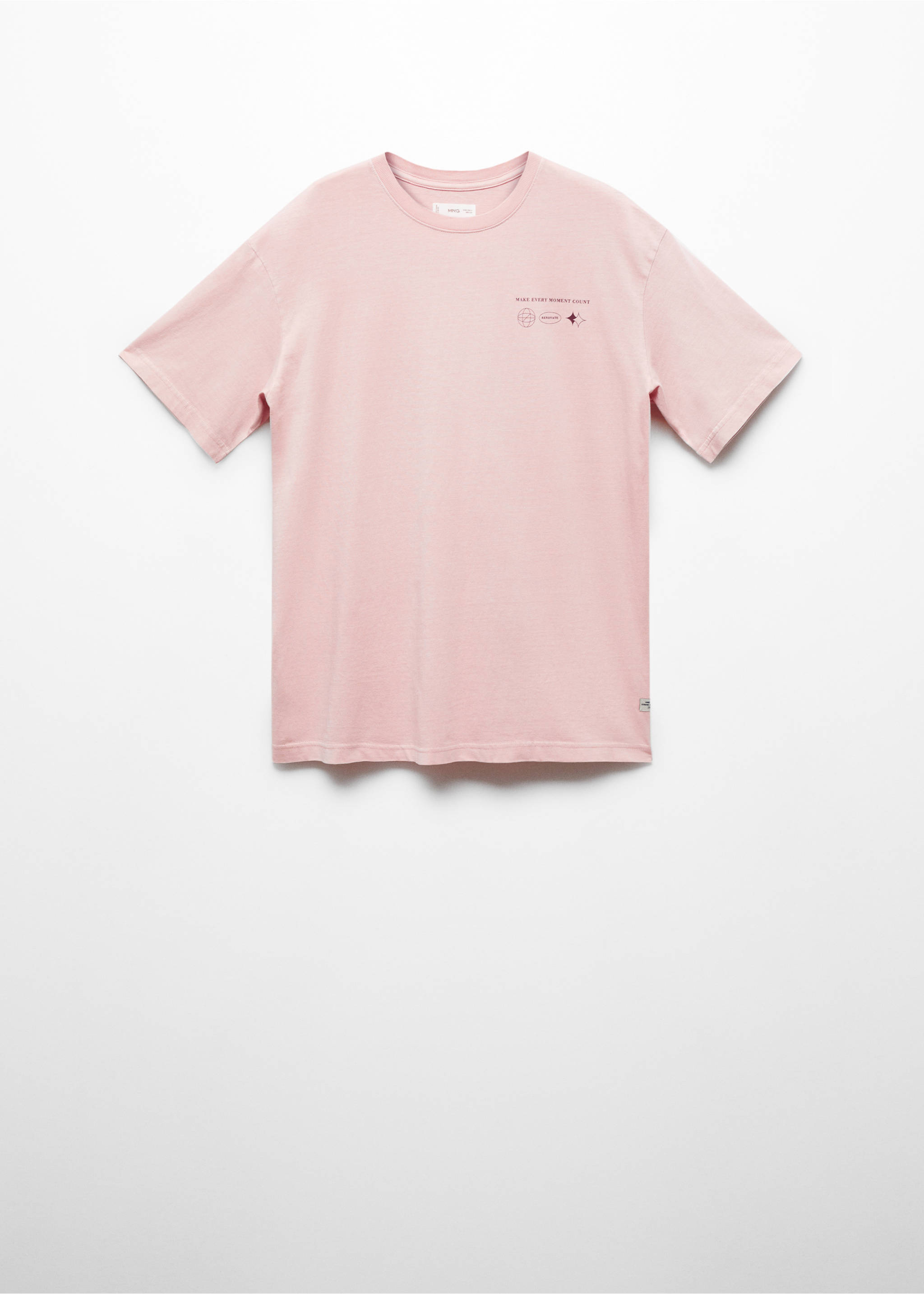 Kortärmad tryckt t-shirt - Artikel utan modell, Ljus rosa. Ref: 67045143-00.