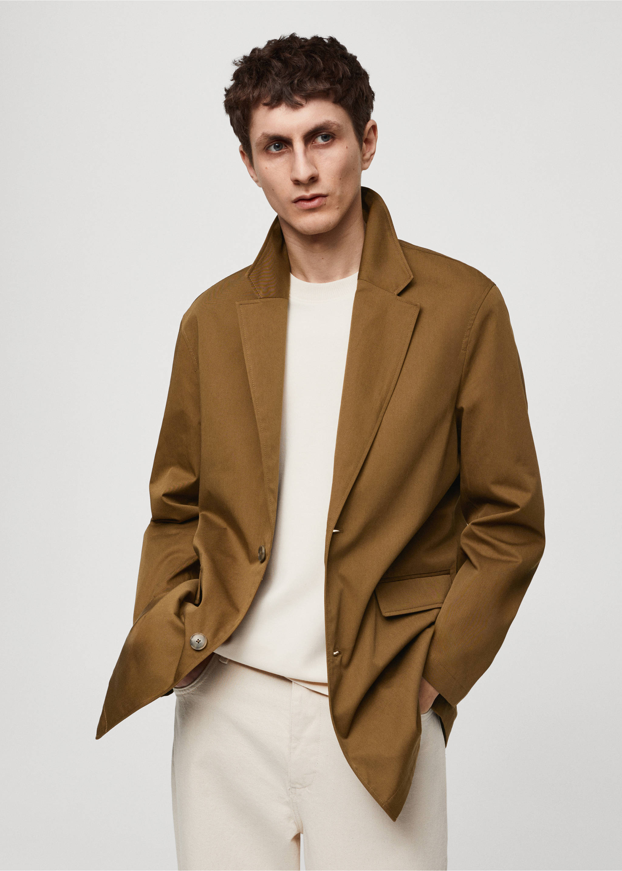 Relaxed-fit cotton jacket - Medium plane, Brown. Ref: 67045153-00.