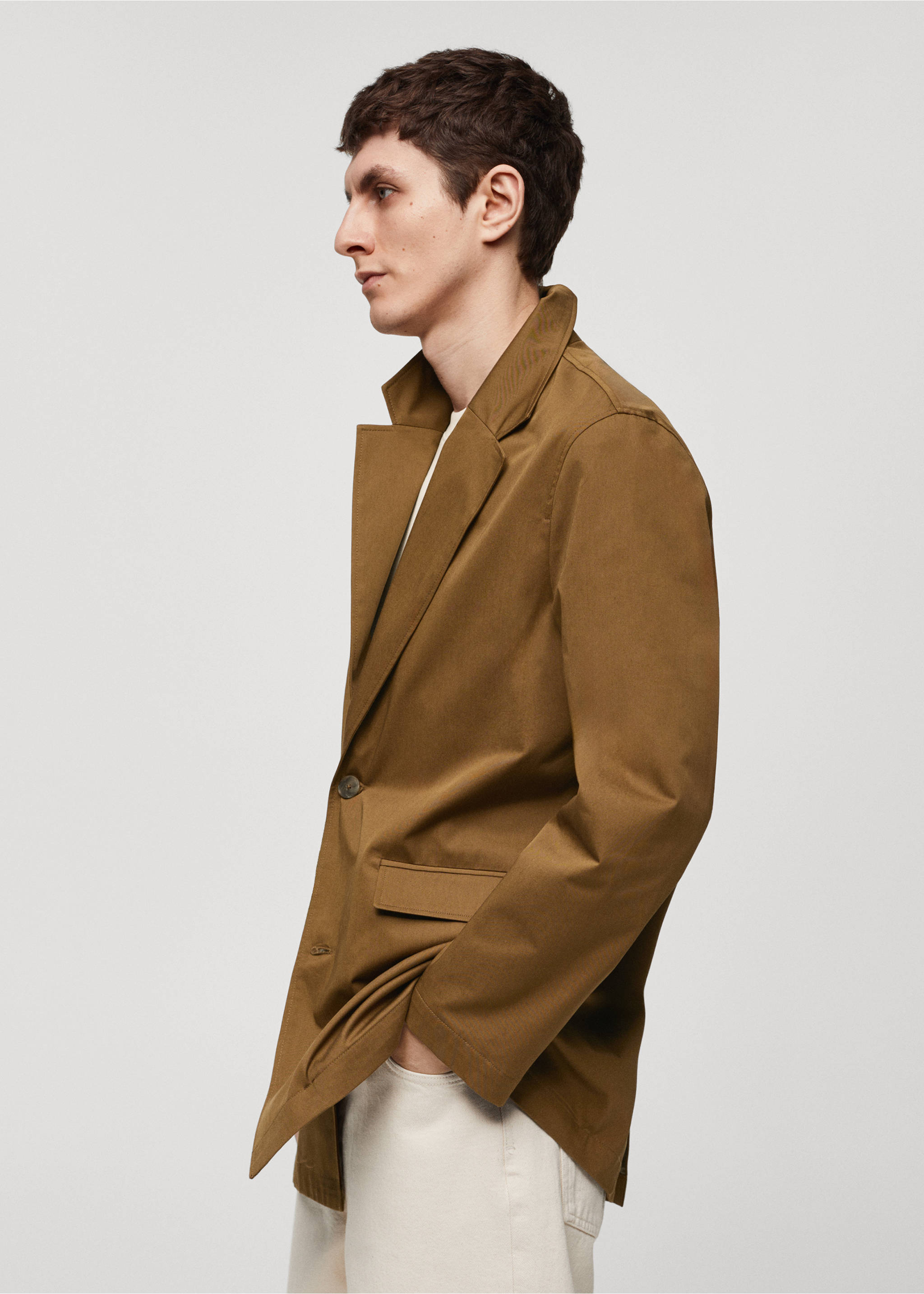 Relaxed-fit cotton jacket - Details of the article 2, Brown. Ref: 67045153-00.