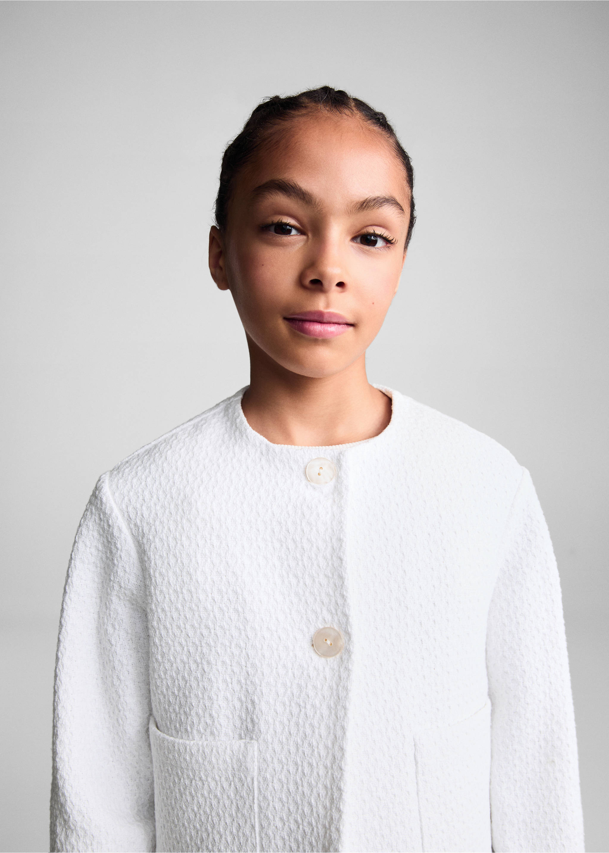 Pocket tweed jacket - Details of the article 1, White. Ref: 67045154-00.