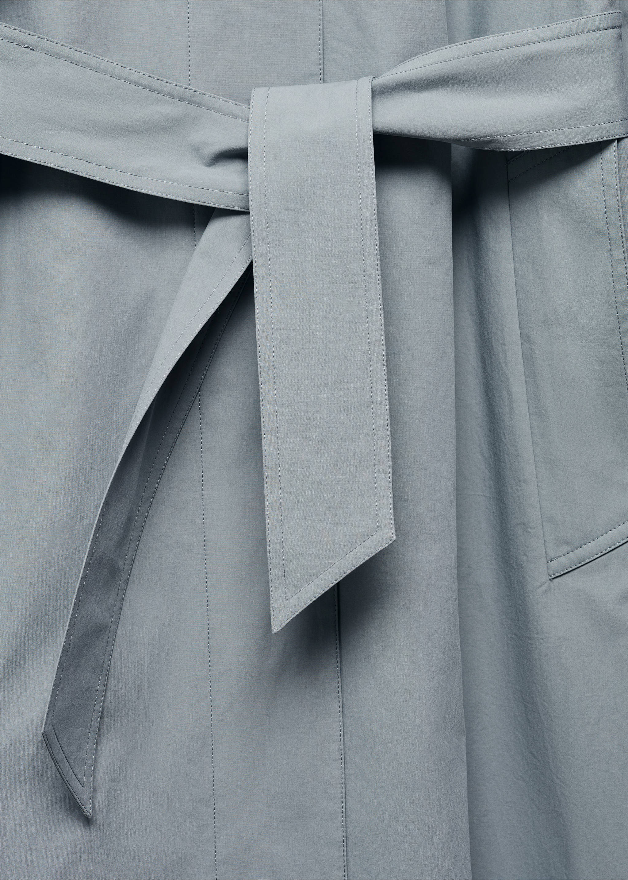 Cotton trench coat with belt - Details of the article 8, Blue. Ref: 67045729-00.
