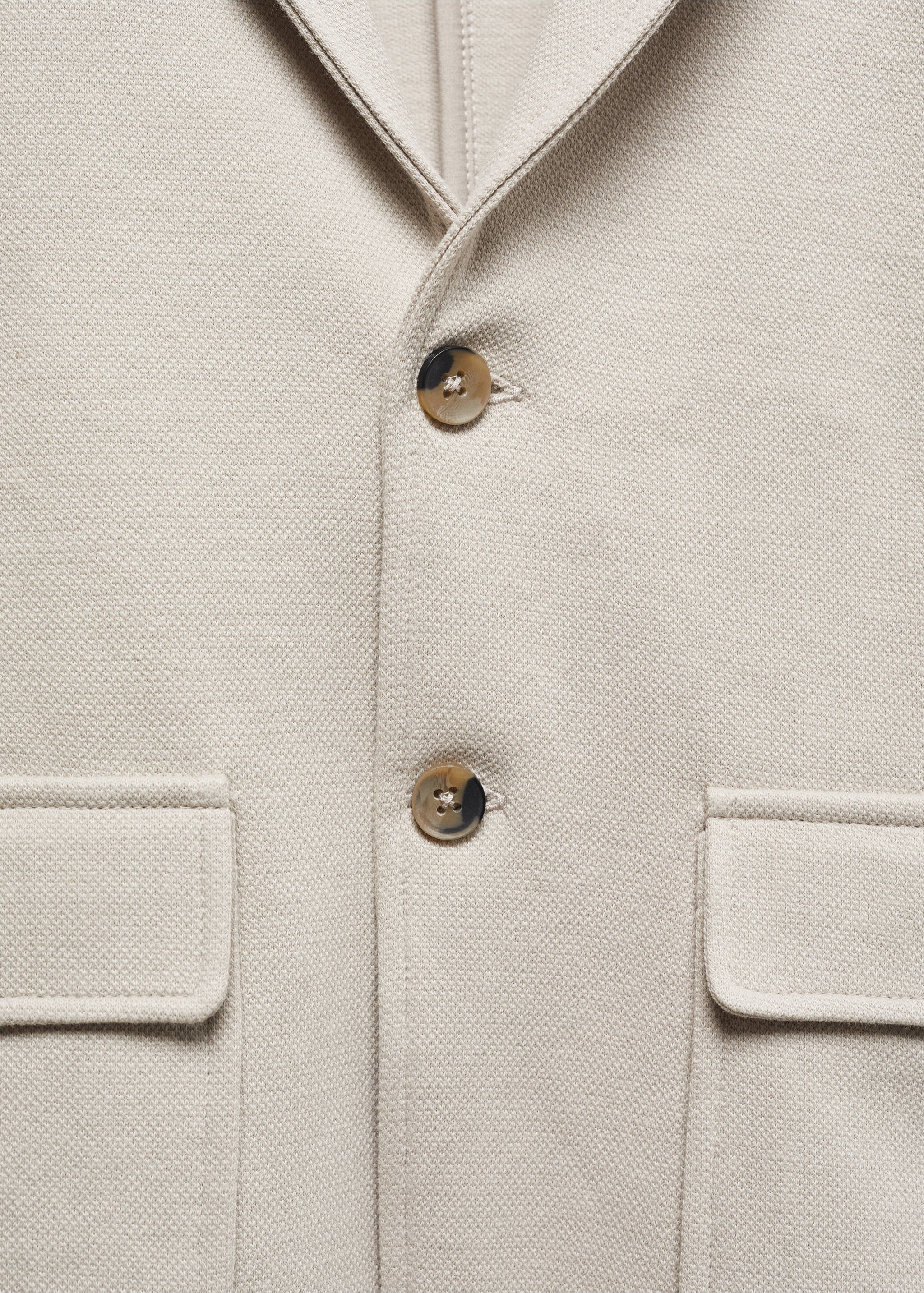 Textured regular fit suit blazer - Details of the article 8, Sand. Ref: 67045730-00.