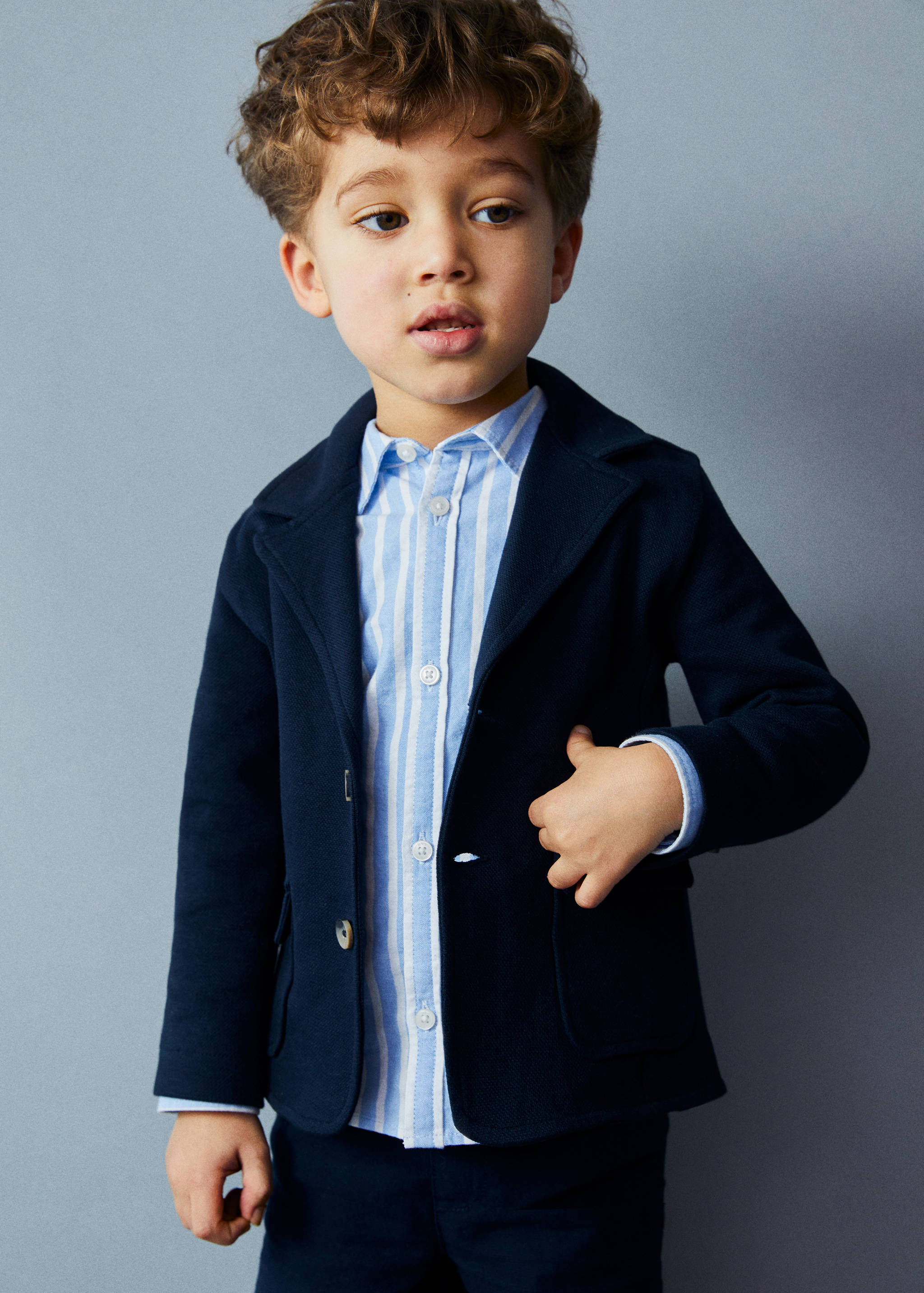 Textured regular fit suit blazer - Details of the article 3