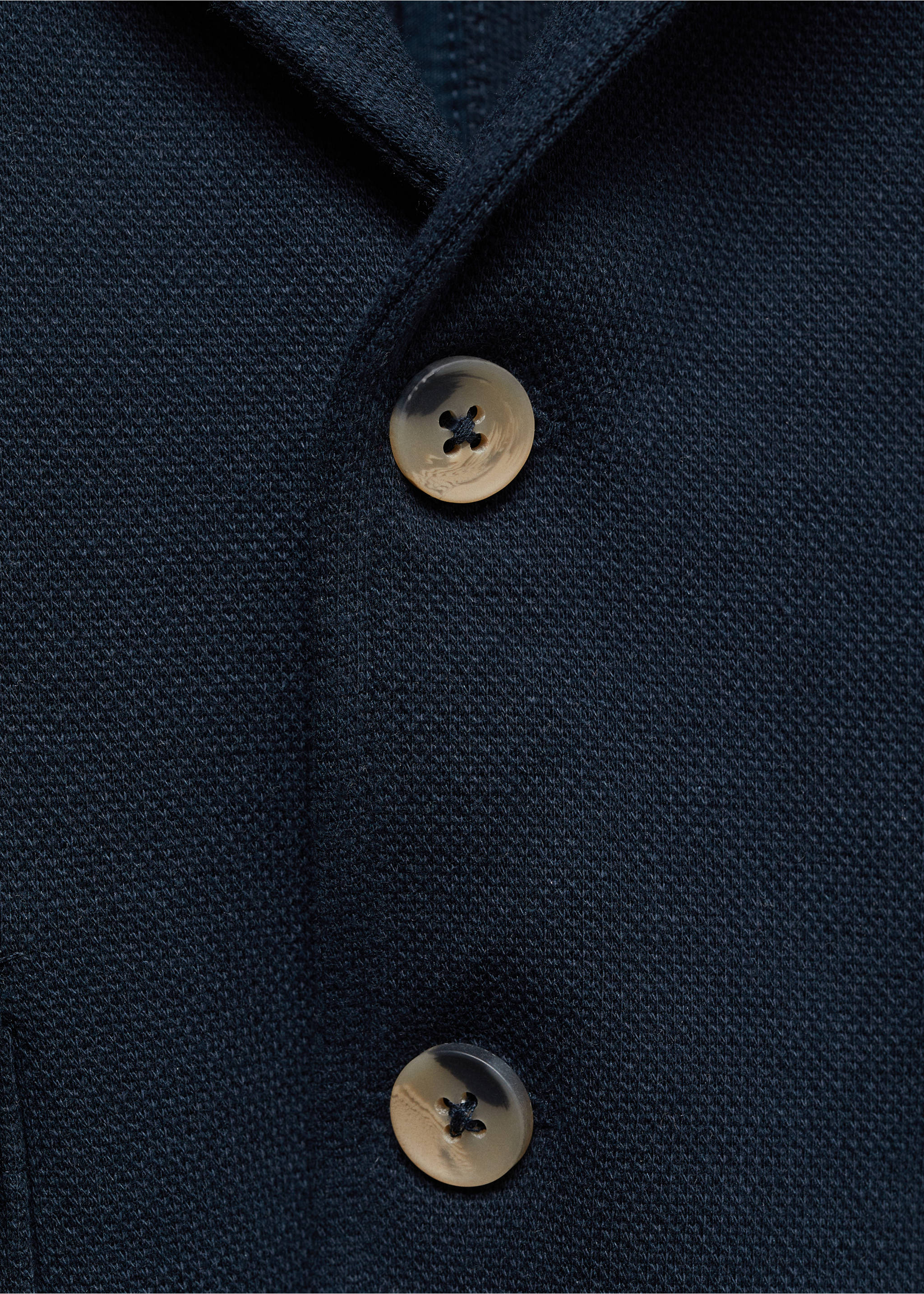 Textured regular fit suit blazer - Details of the article 8, Dark Navy. Ref: 67045731-00.