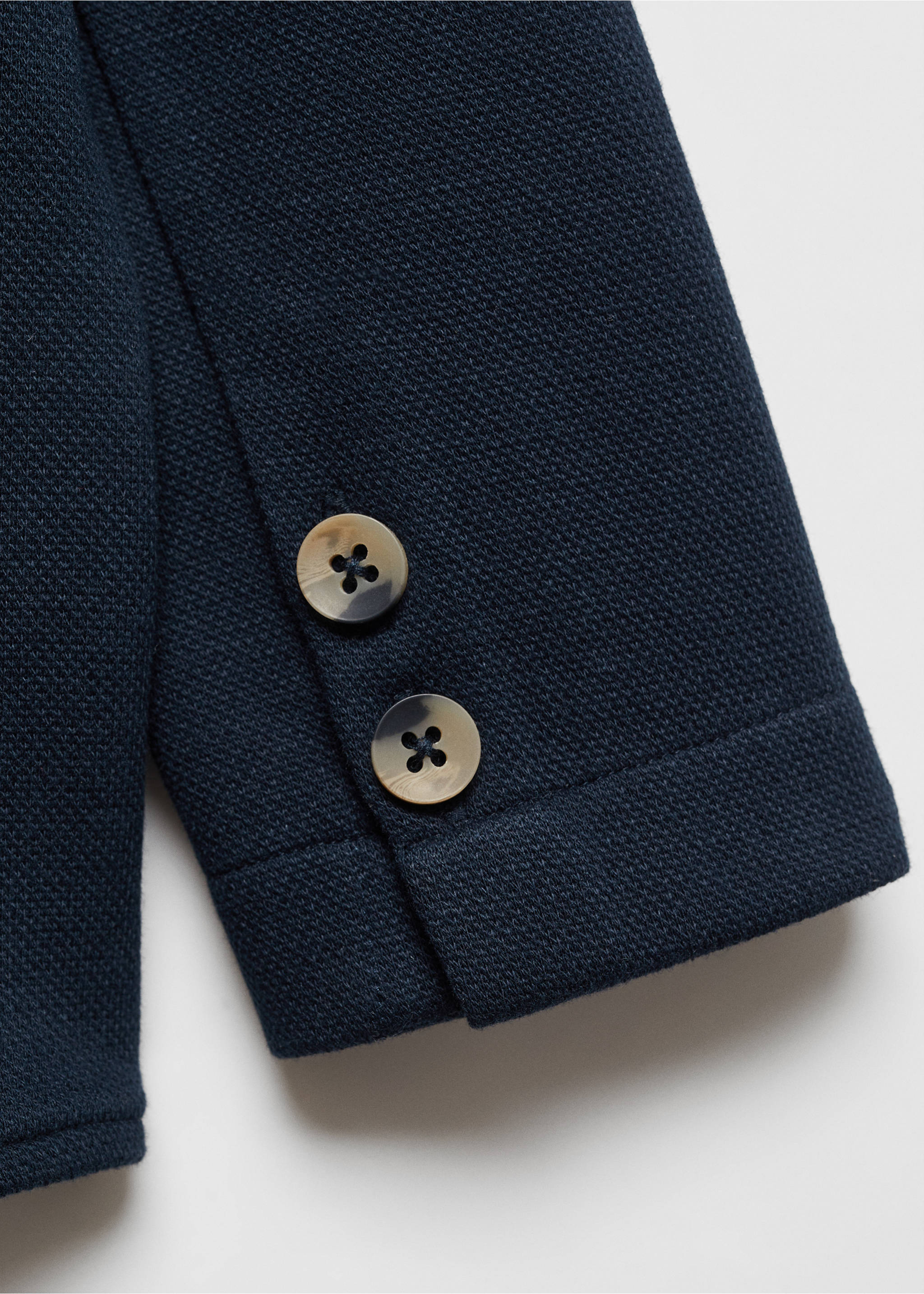 Textured regular fit suit blazer - Details of the article 0, Dark Navy. Ref: 67045731-00.