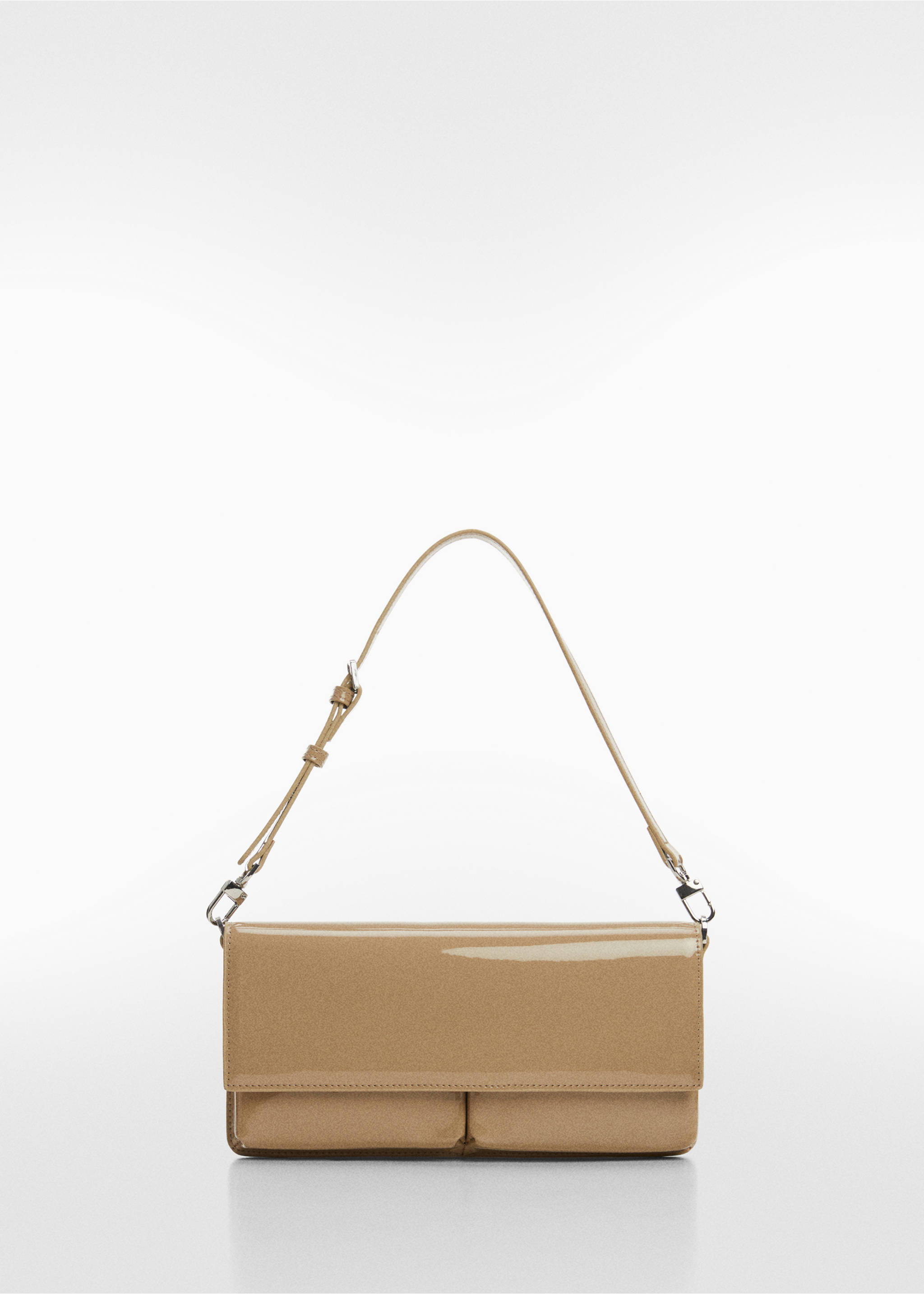 Tasche mit zwei Fächern in Lacklederoptik - Artikel ohne Model, Mittelbraun. Ref: 67045734-00.