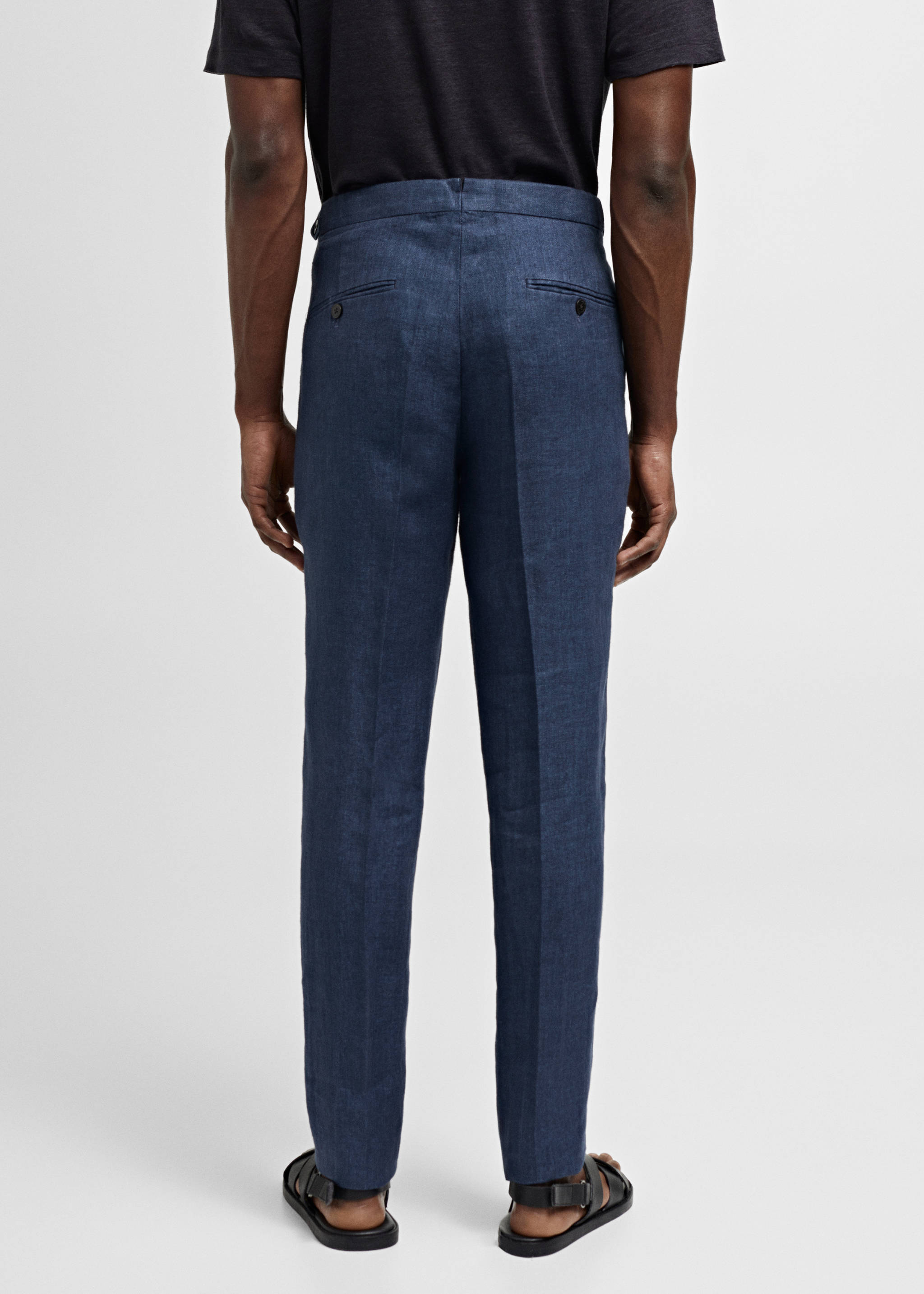 Slim-fit suit pants in 100% herringbone linen - Reverse of the article