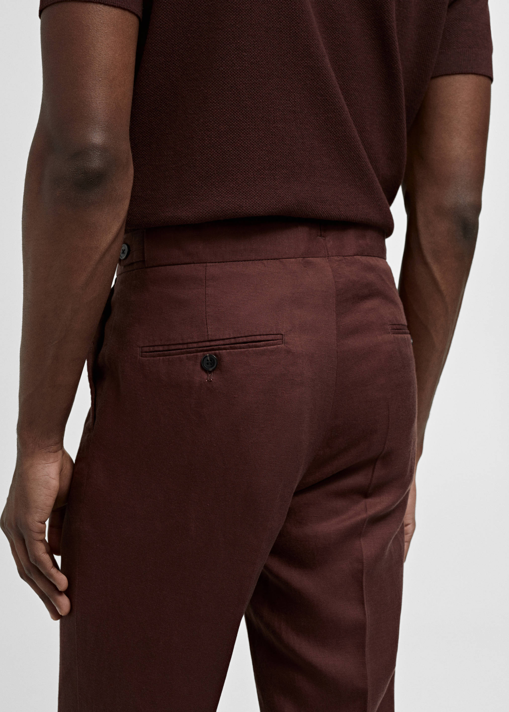 Slim Fit-Anzughose aus Leinen mit Bundfalten - Detail des Artikels 4